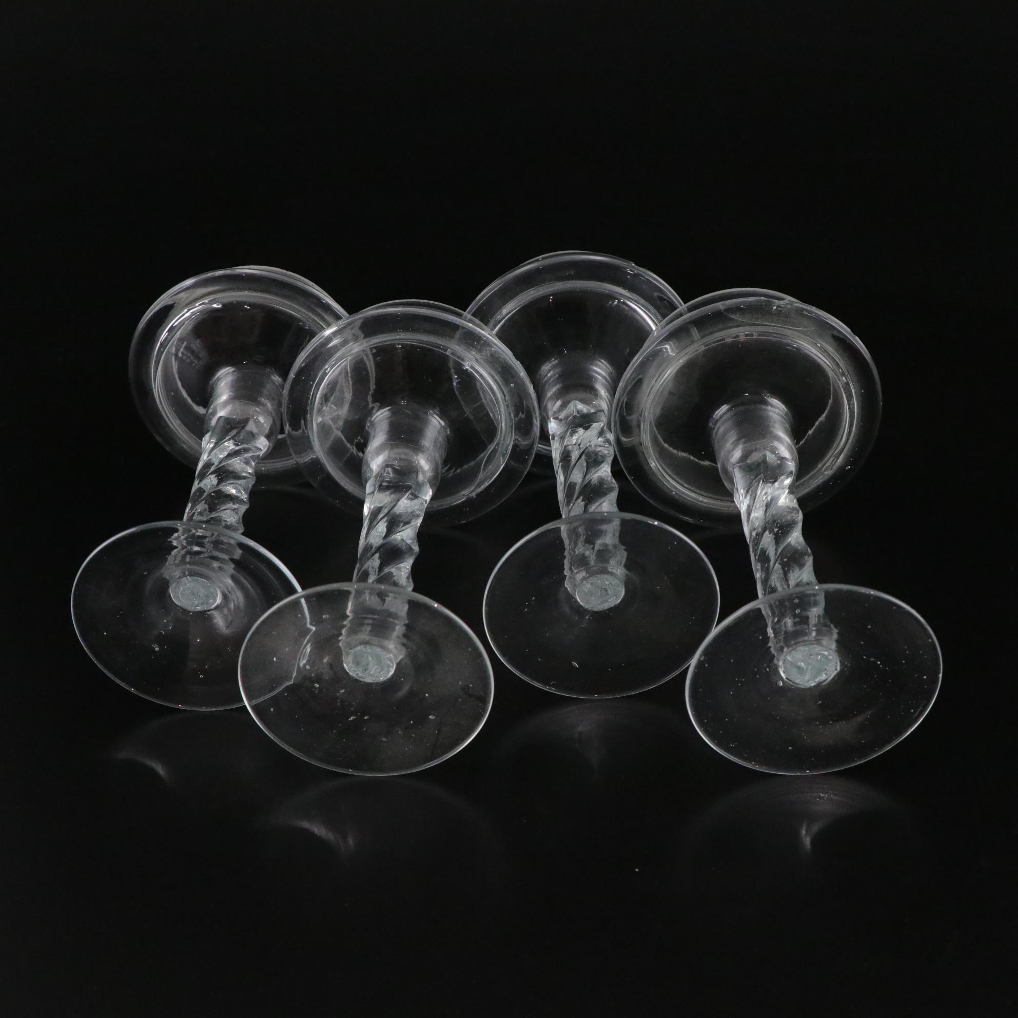 Glass Spiral Pillar Candle Holder Set