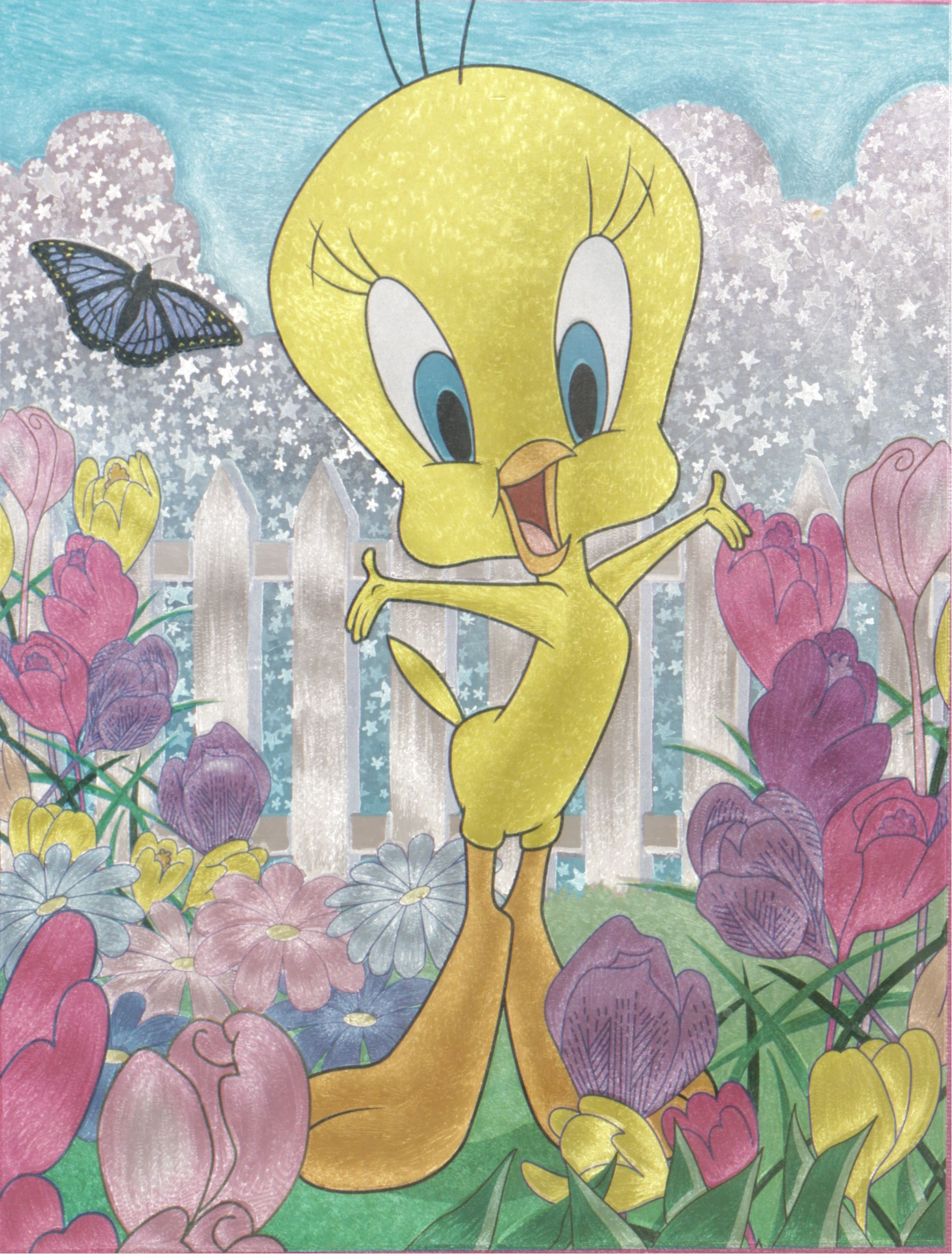 Looney Tunes Foil Art Wall Decor Featuring Tweety Bird, Sylvester and More