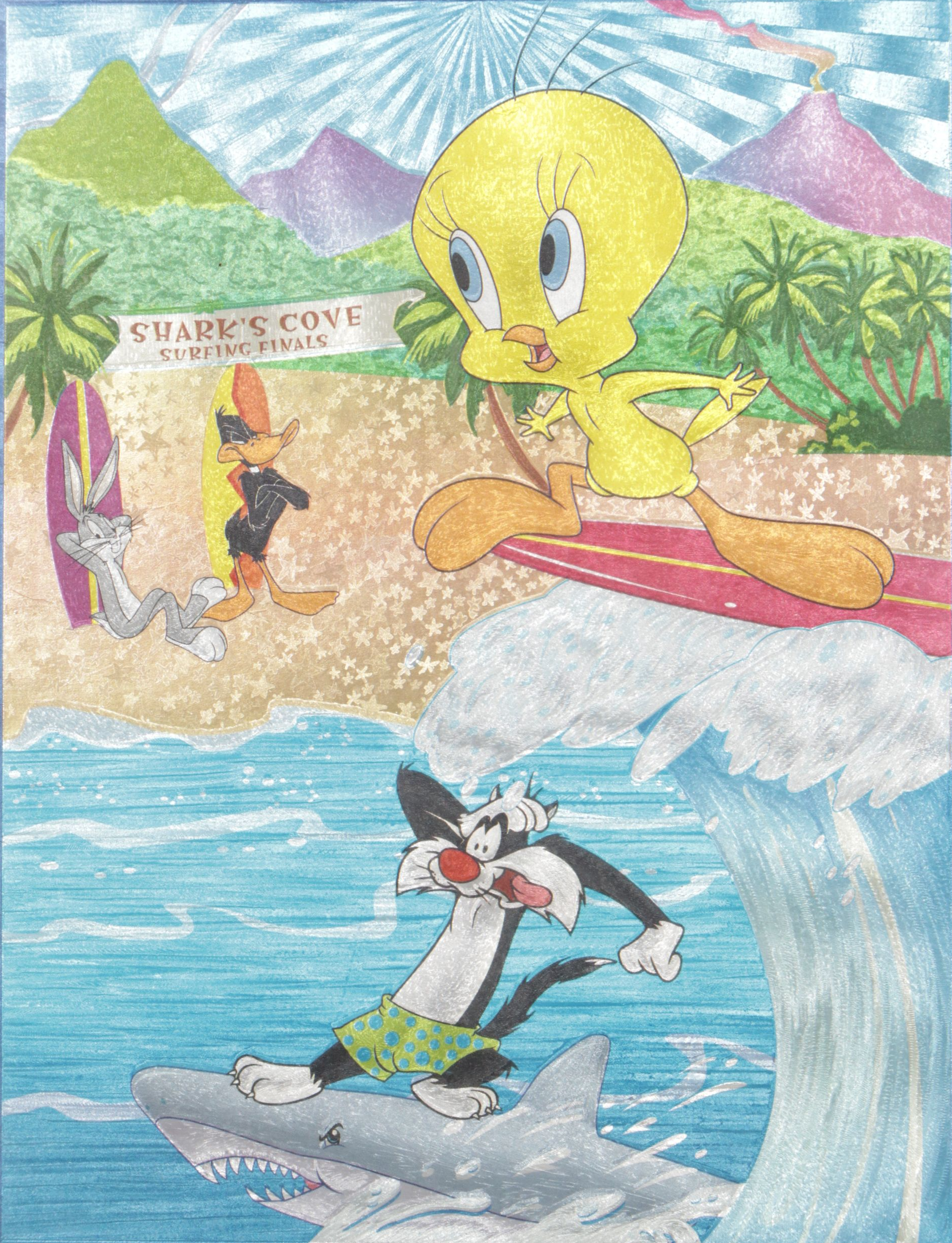 Looney Tunes Foil Art Wall Decor Featuring Tweety Bird, Sylvester and More