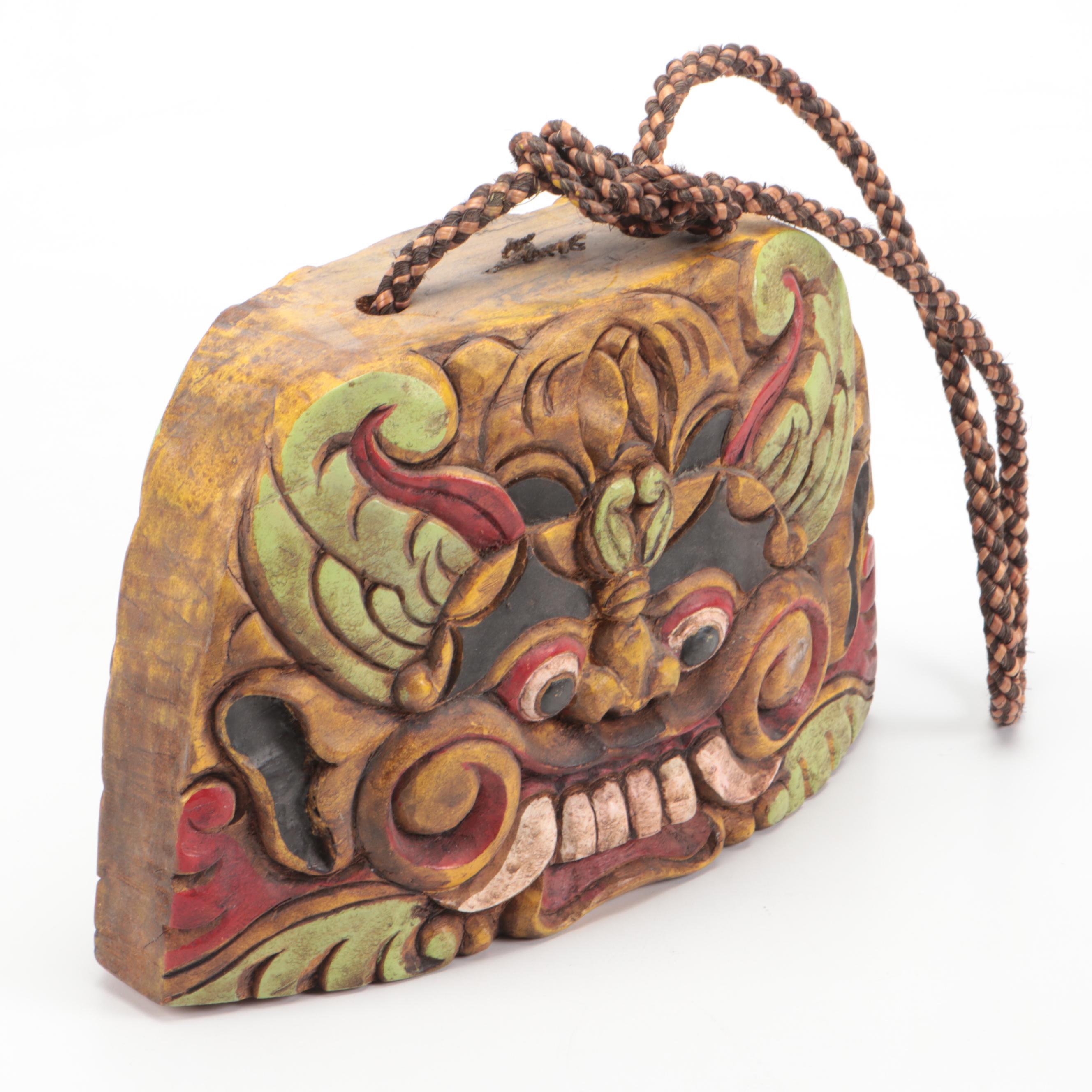 Chinese Carved Wood Guardian Lion Bell and Figures with Ceramic Cloisonné Vase