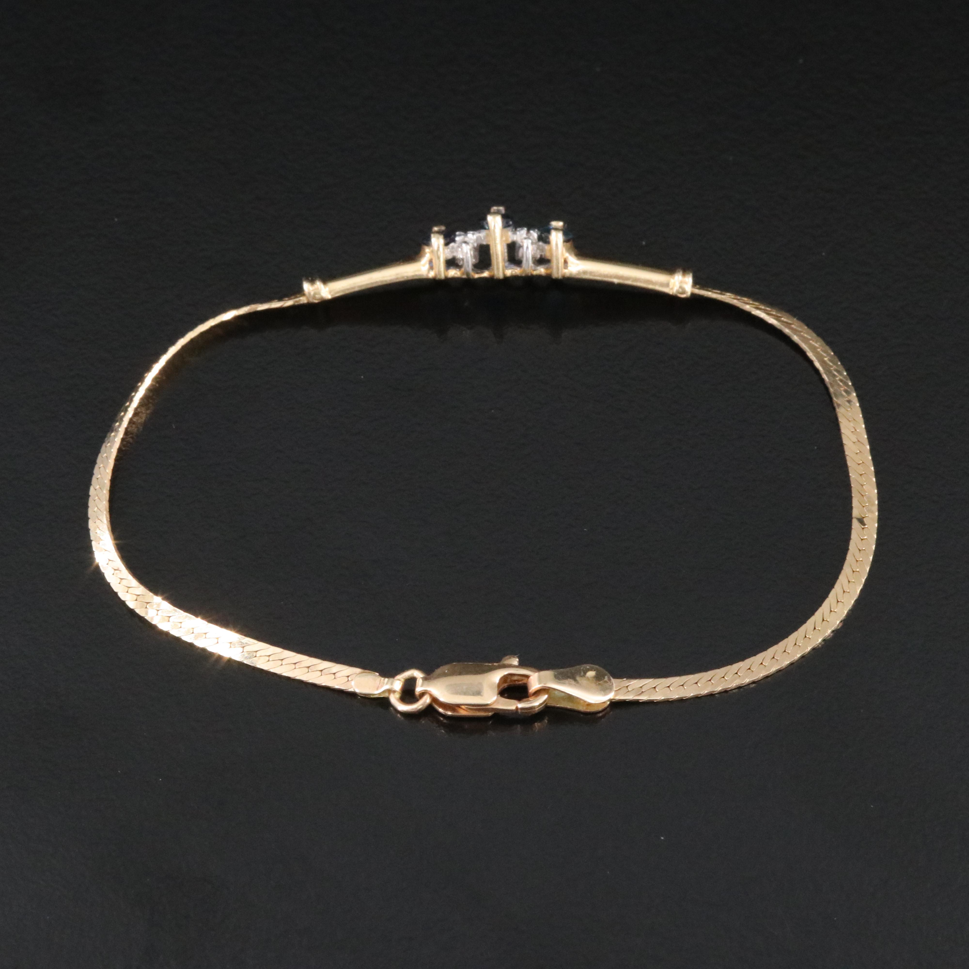 14K Sapphire and Diamond Station Bracelet