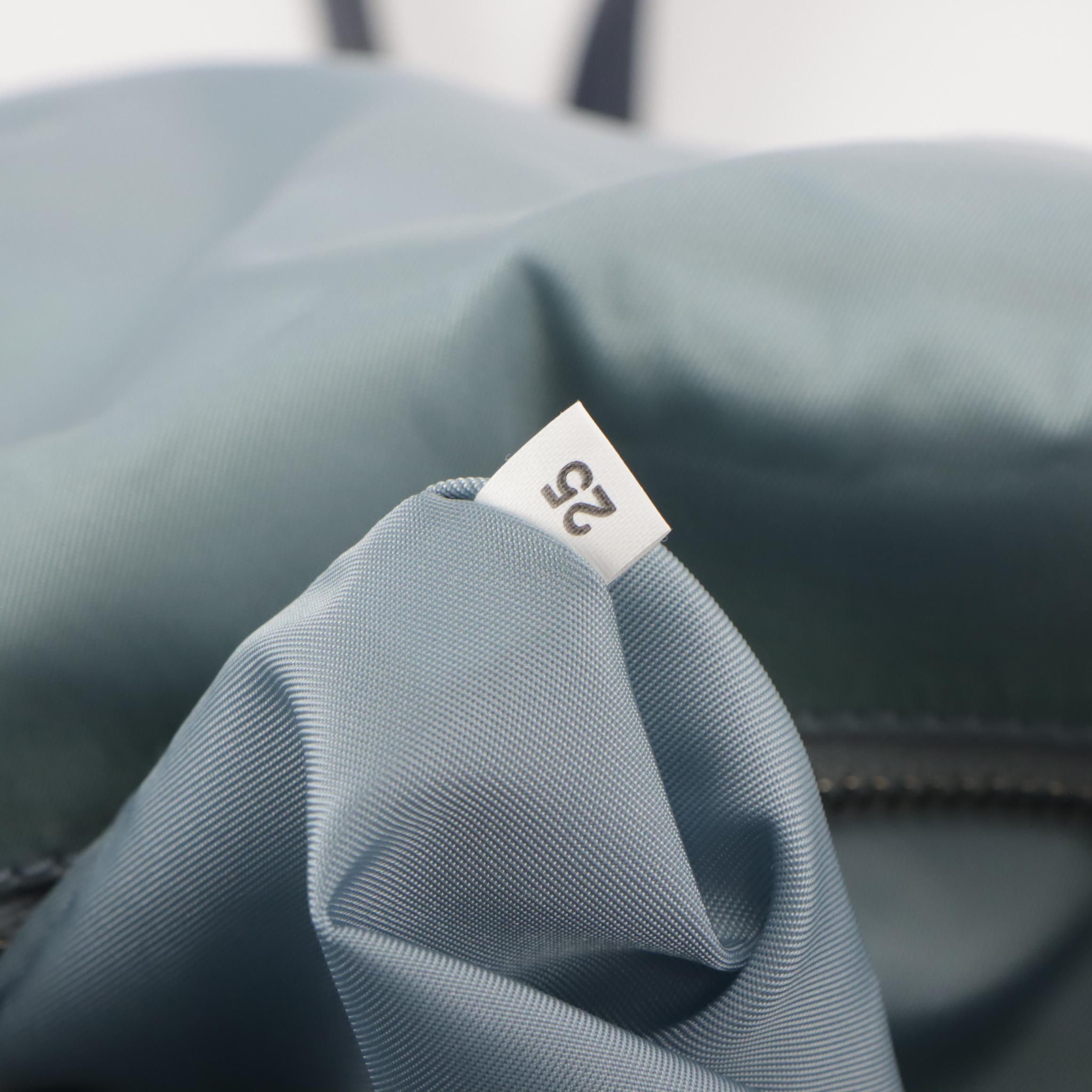 Prada Studded Etiquette Flap Bag in Blue Tessuto Nylon and Leather