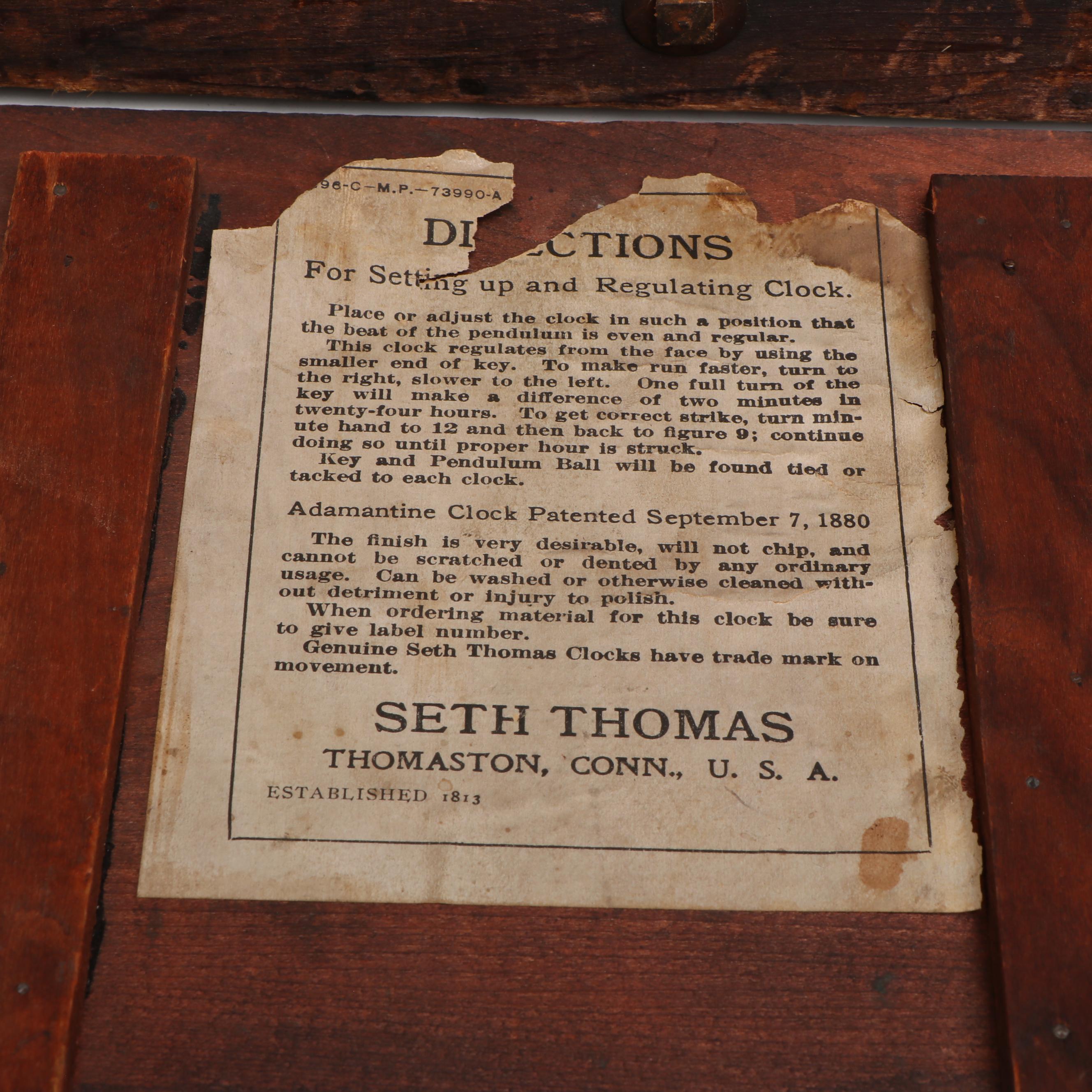 Seth Thomas Grain Painted Mantel Clock, Early to Mid-20th Century