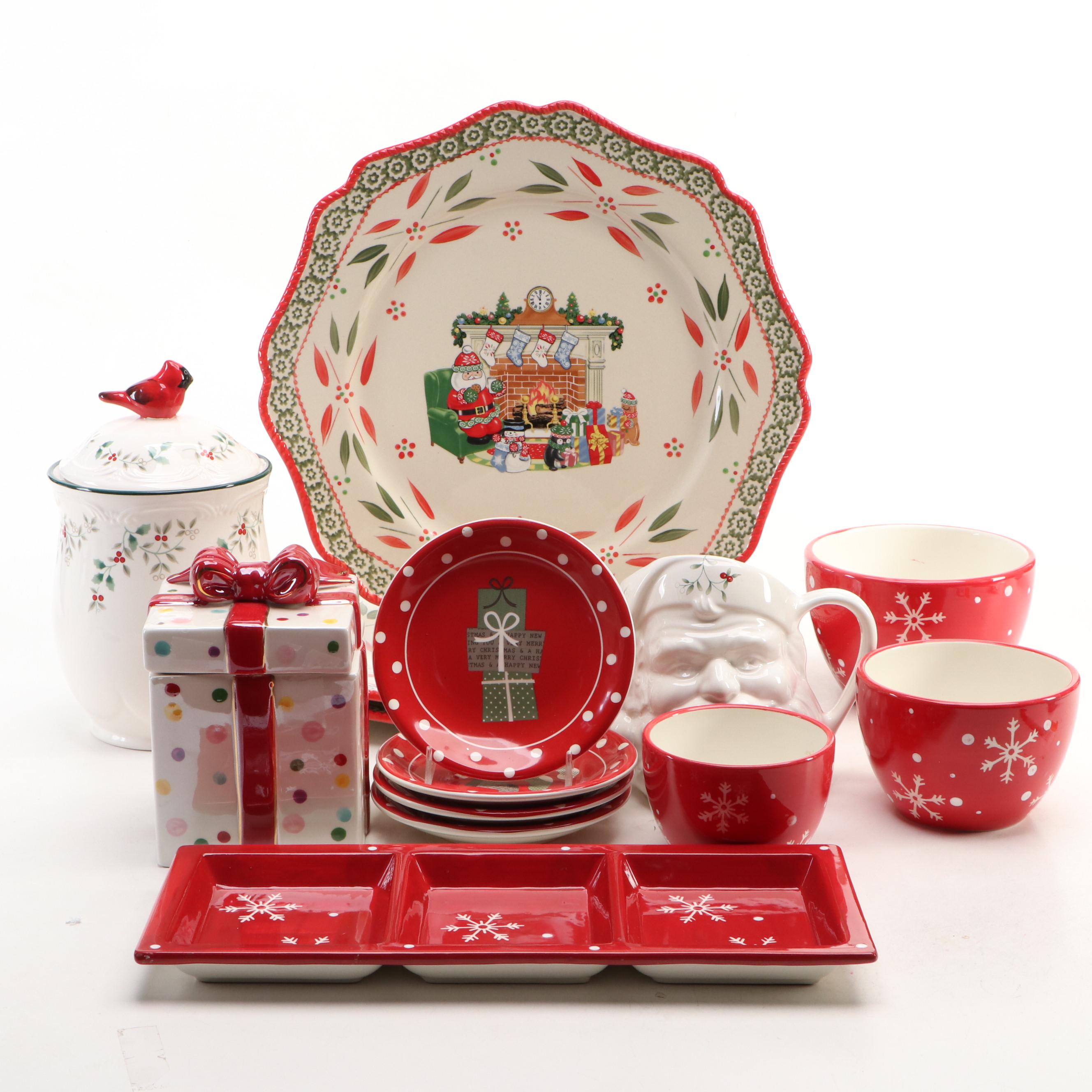 Waterford "Holiday Heirlooms" Box with Pfaltzgraff and Other Seasonal Serveware