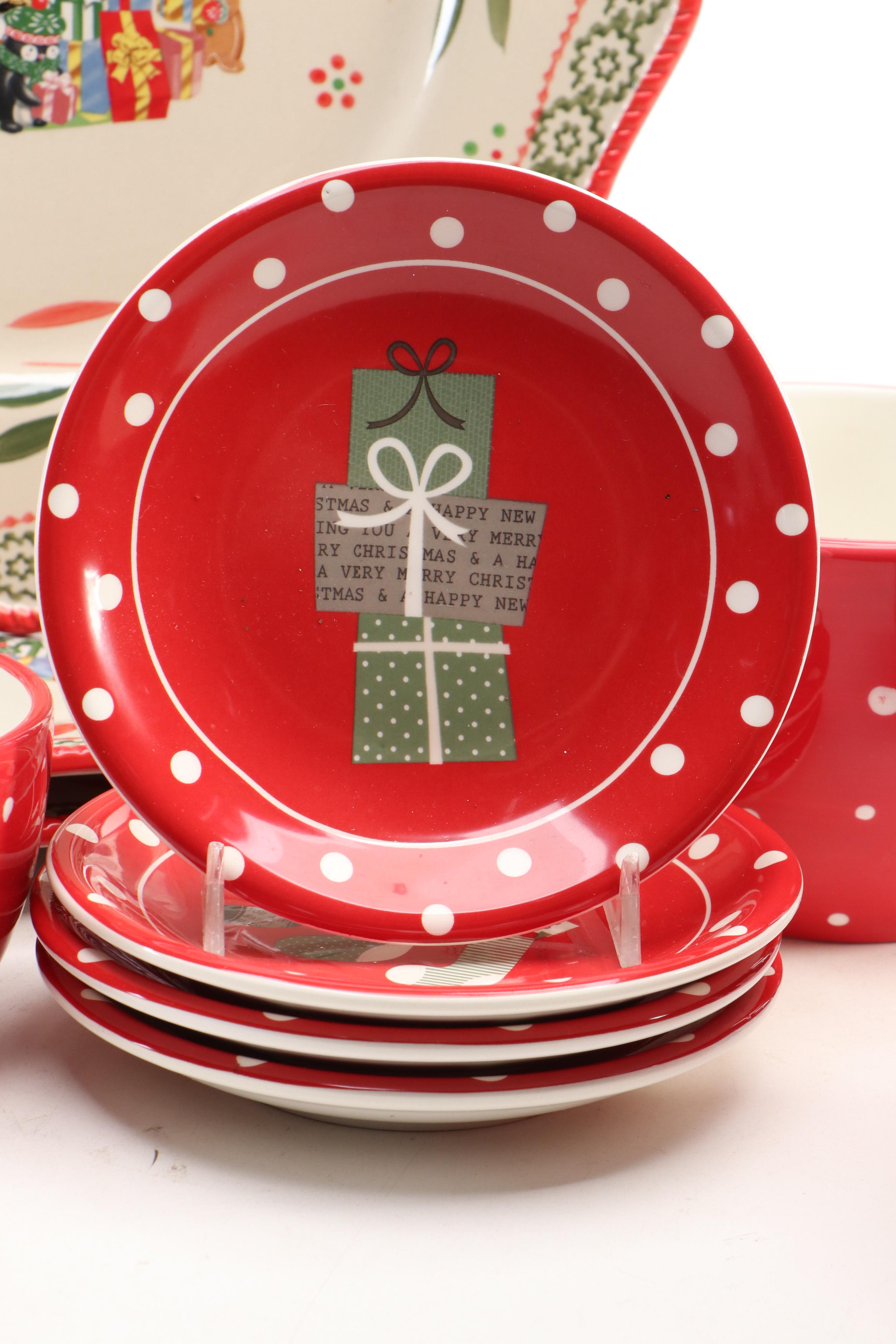 Waterford "Holiday Heirlooms" Box with Pfaltzgraff and Other Seasonal Serveware