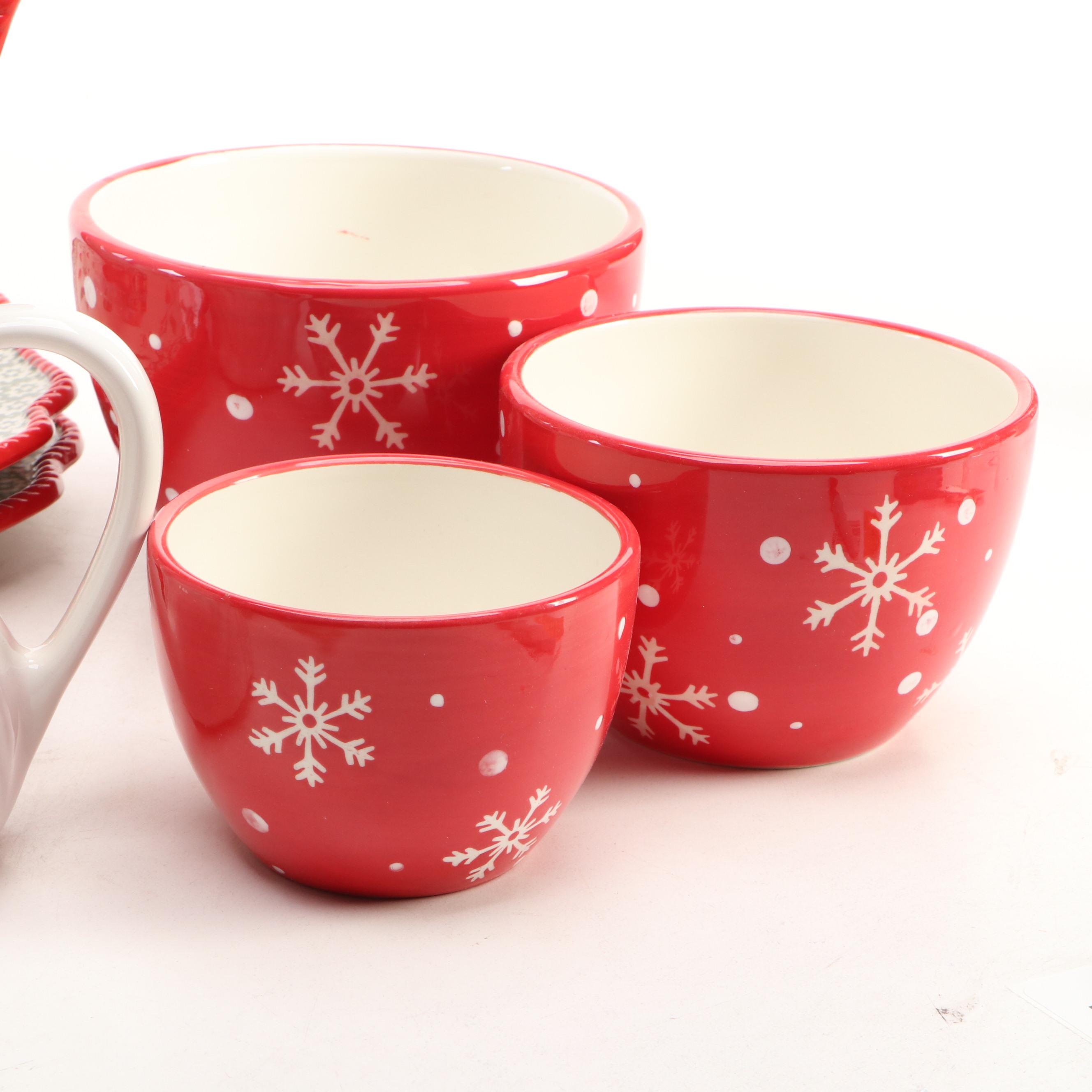 Waterford "Holiday Heirlooms" Box with Pfaltzgraff and Other Seasonal Serveware