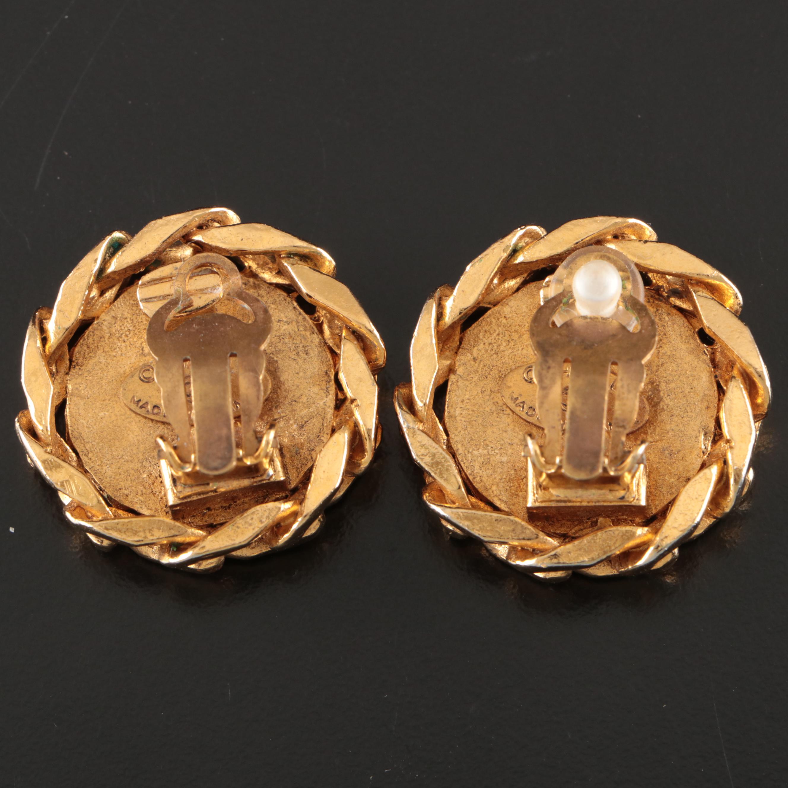 Chanel CC Crystal Clip Earrings