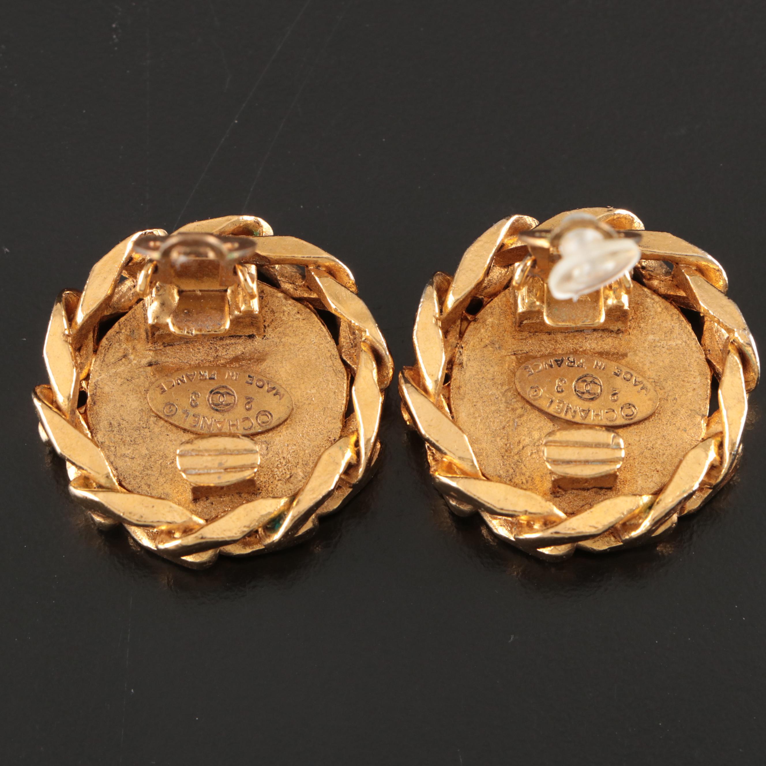 Chanel CC Crystal Clip Earrings