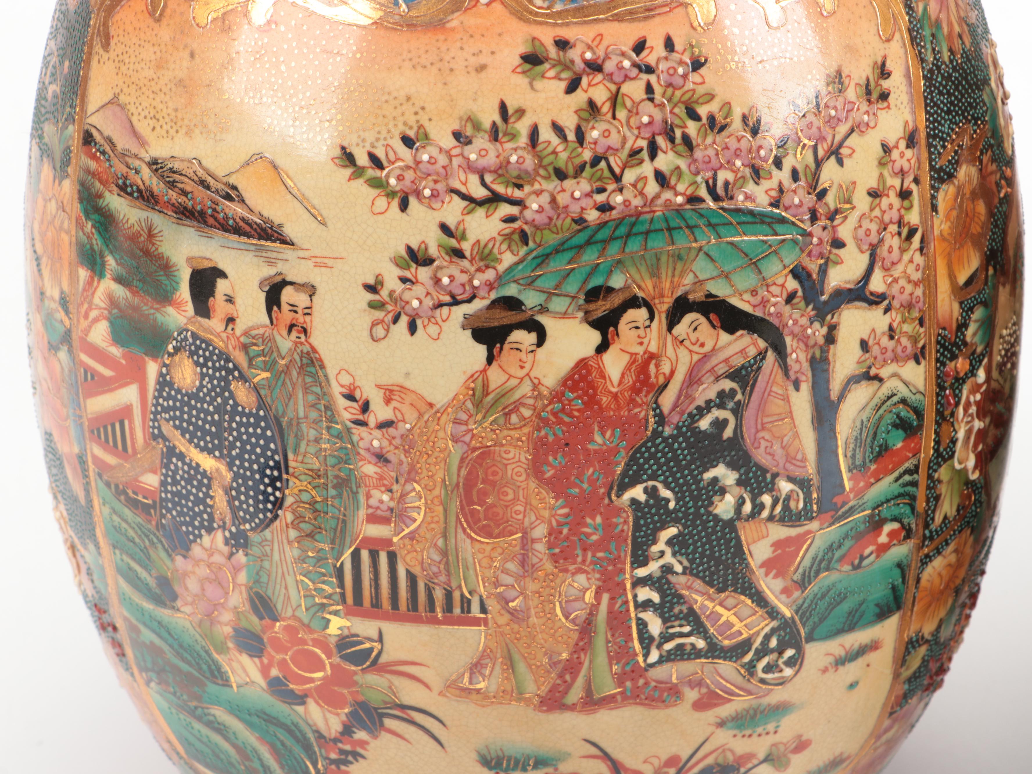 Japanese Satsuma Moriage Porcelain Eggs