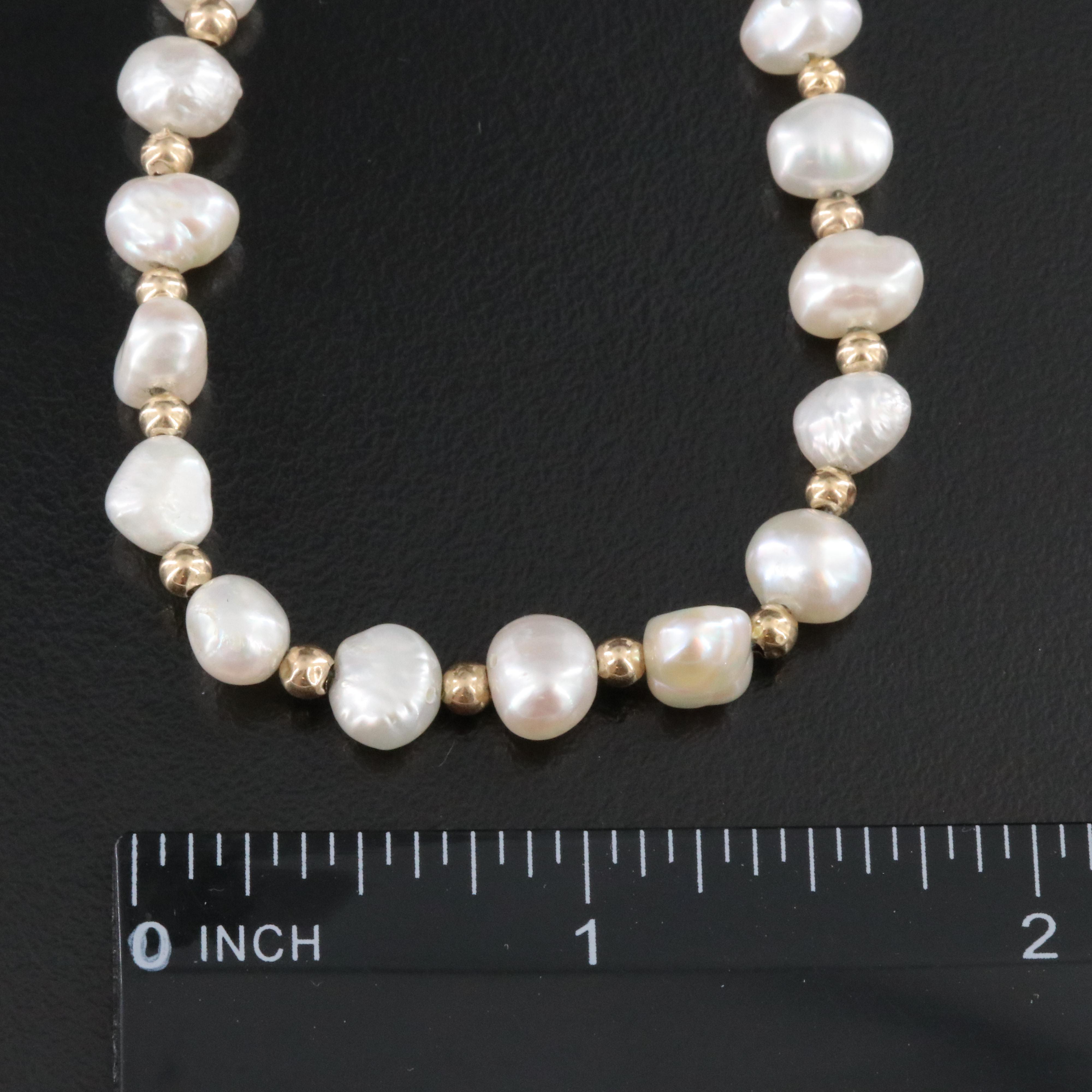 10K Pearl Pendant Necklace and 14K Necklace with Diamond Accent