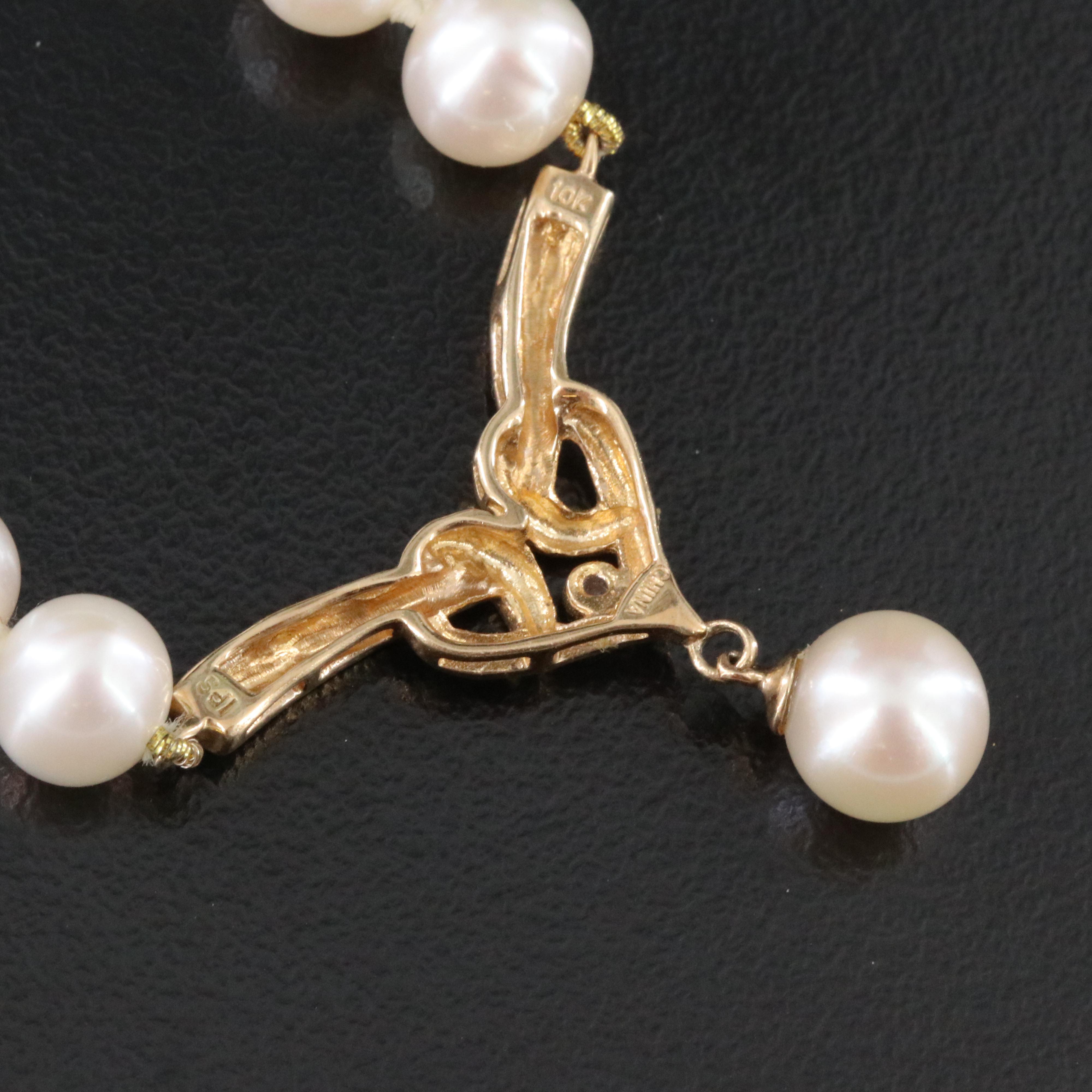 10K Pearl Pendant Necklace and 14K Necklace with Diamond Accent