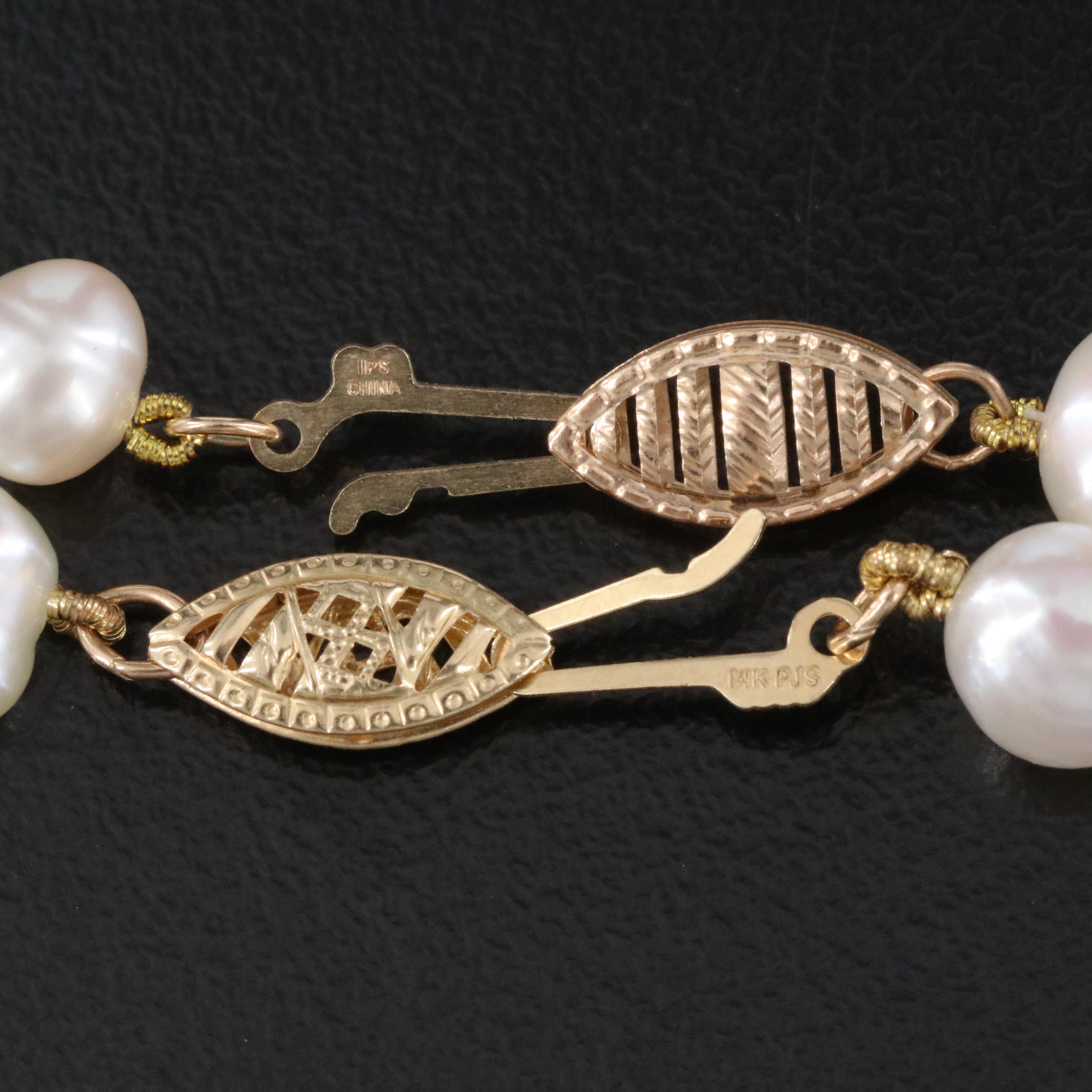 10K Pearl Pendant Necklace and 14K Necklace with Diamond Accent