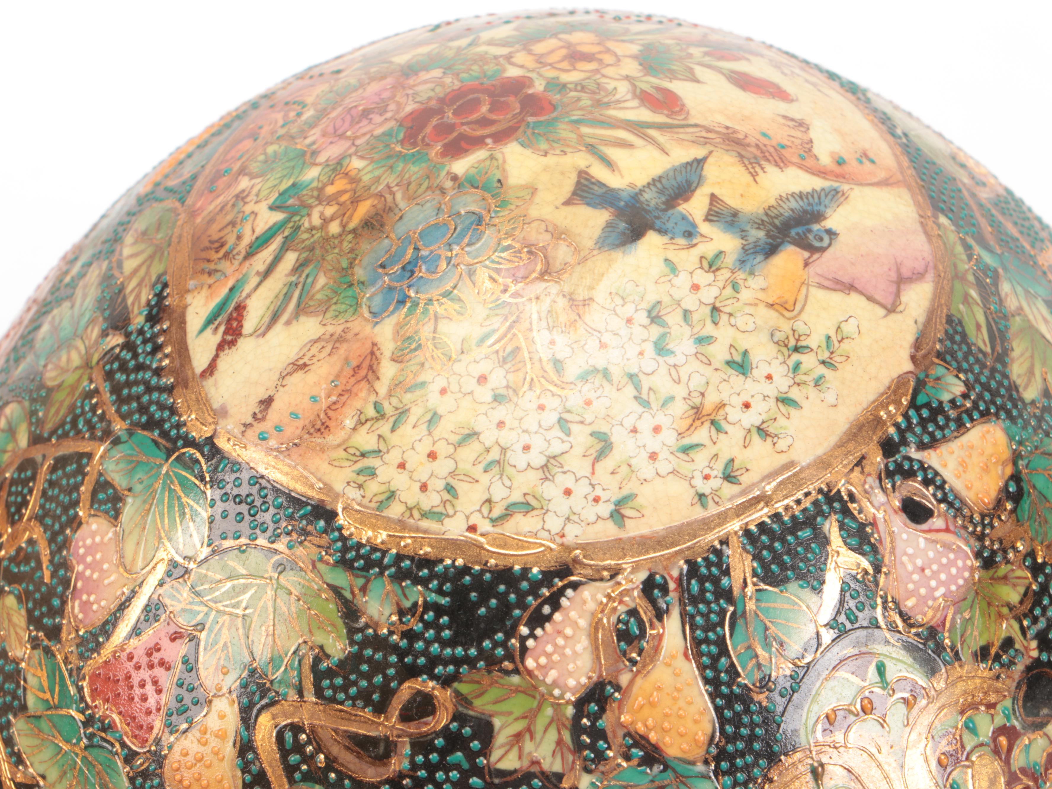 Japanese Satsuma Moriage Porcelain Eggs