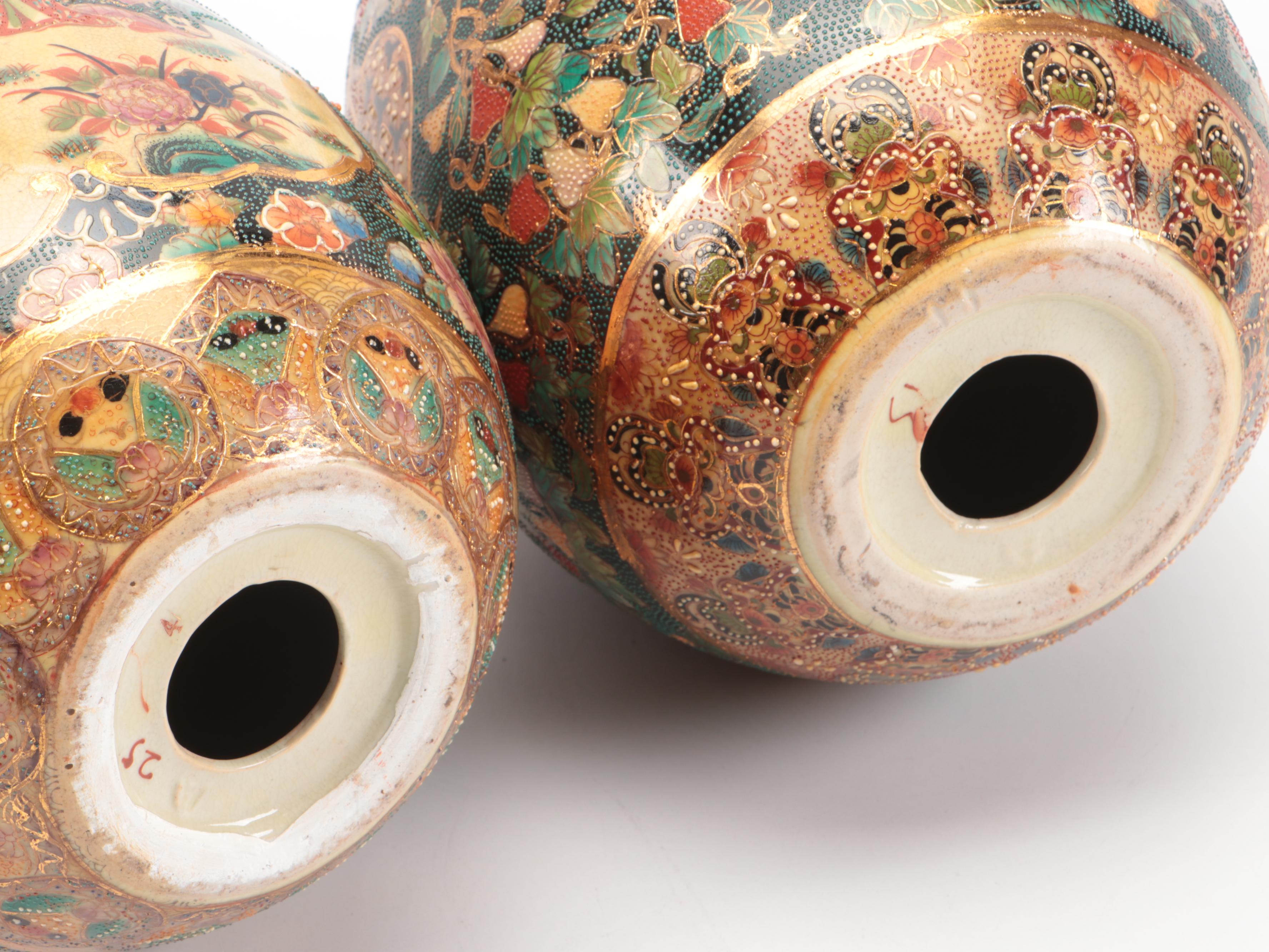 Japanese Satsuma Moriage Porcelain Eggs