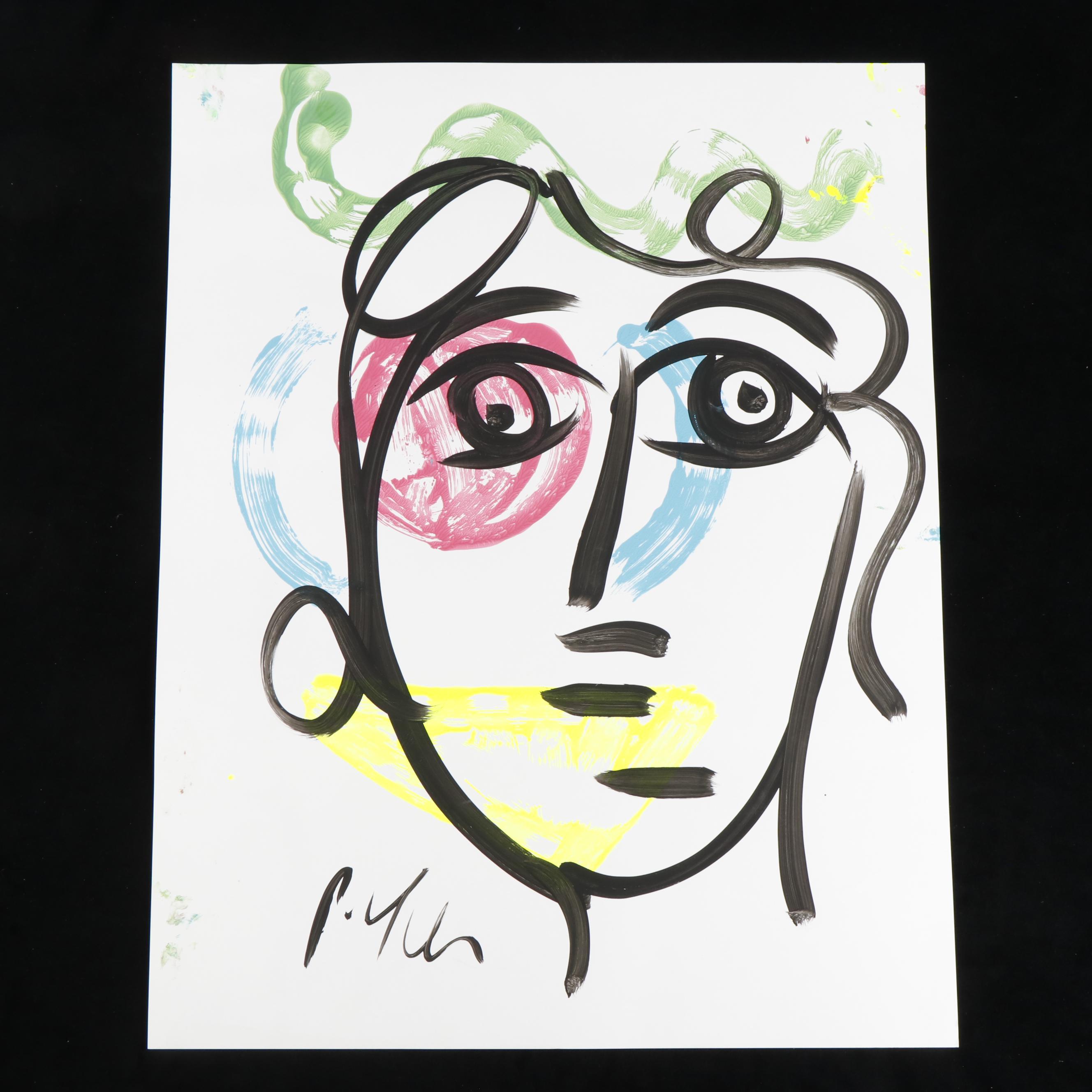 Peter Keil Abstract Portrait Composition Acrylic Painting