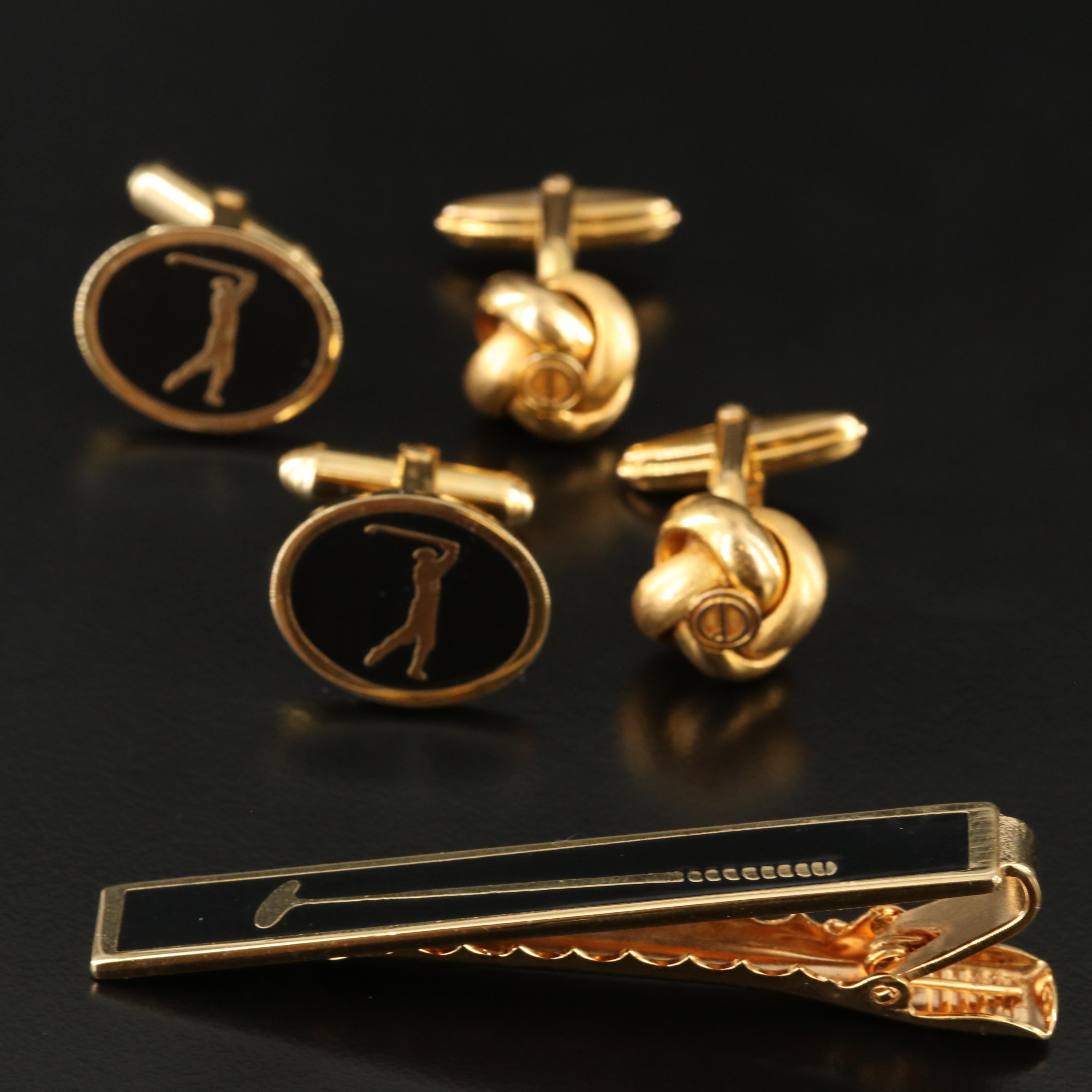 Christian Dior and Dunhill Cufflinks and Tie Clip