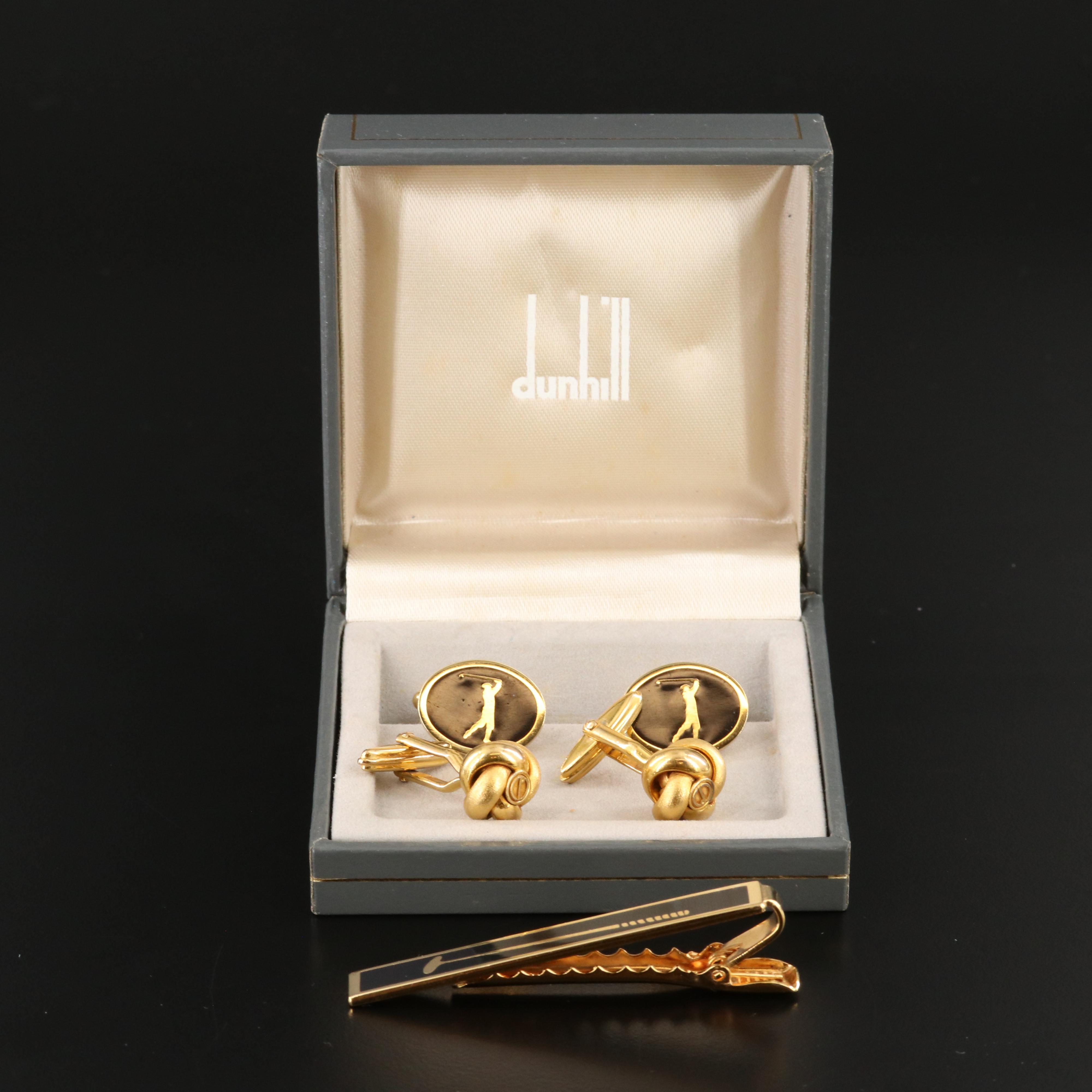 Christian Dior and Dunhill Cufflinks and Tie Clip