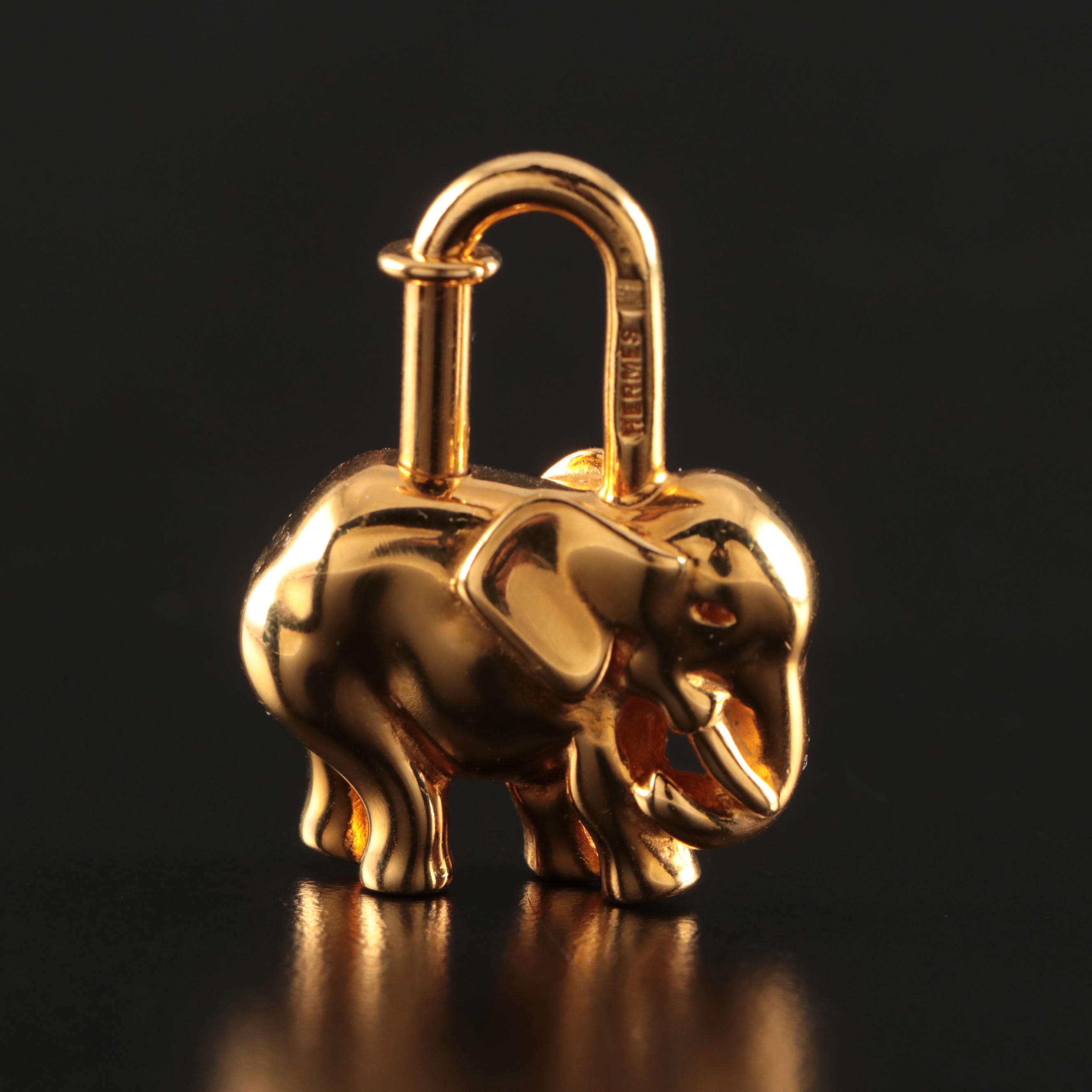Hermès Gold Plate Elephant Cadena Bag Charm