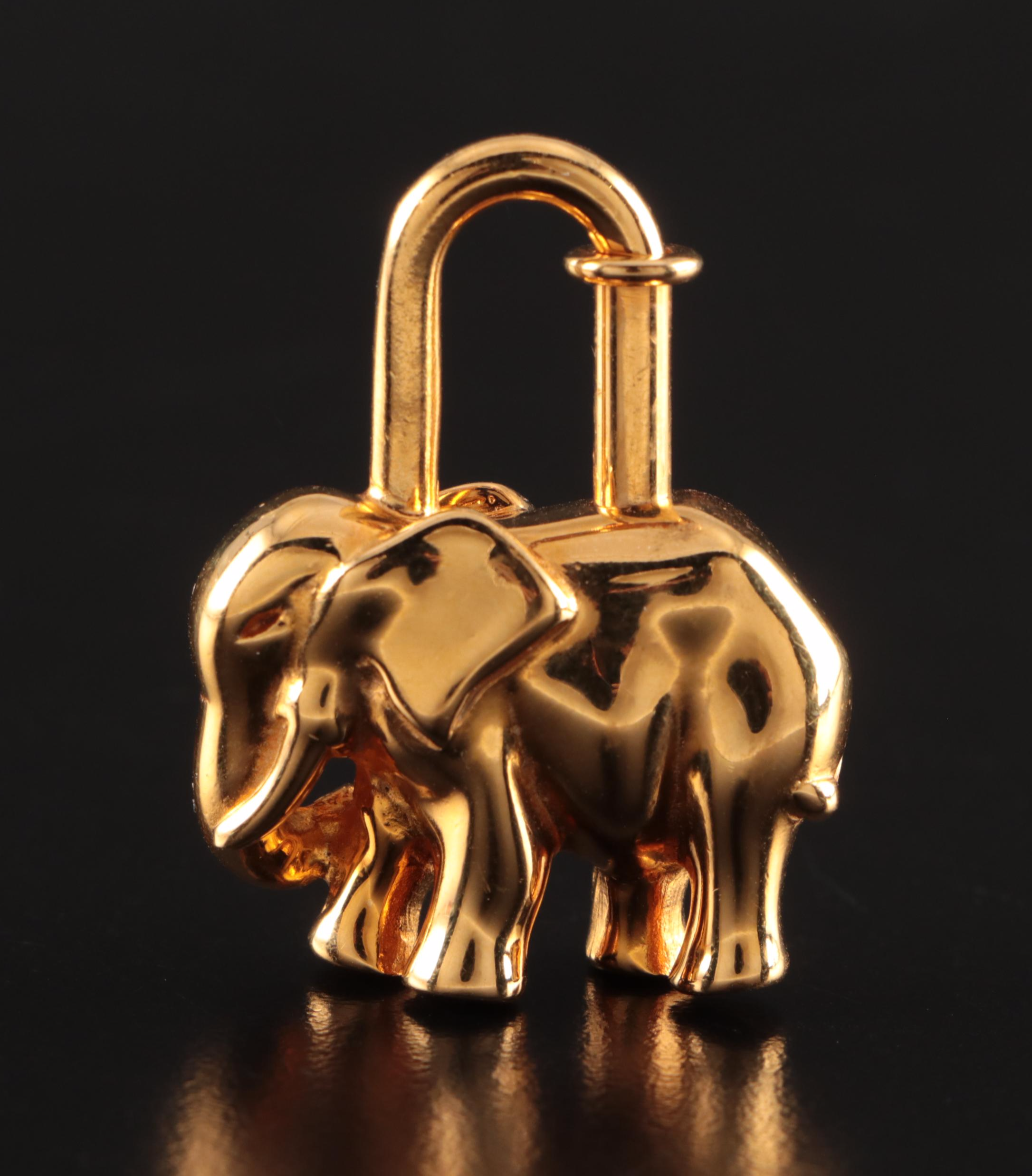 Hermès Gold Plate Elephant Cadena Bag Charm