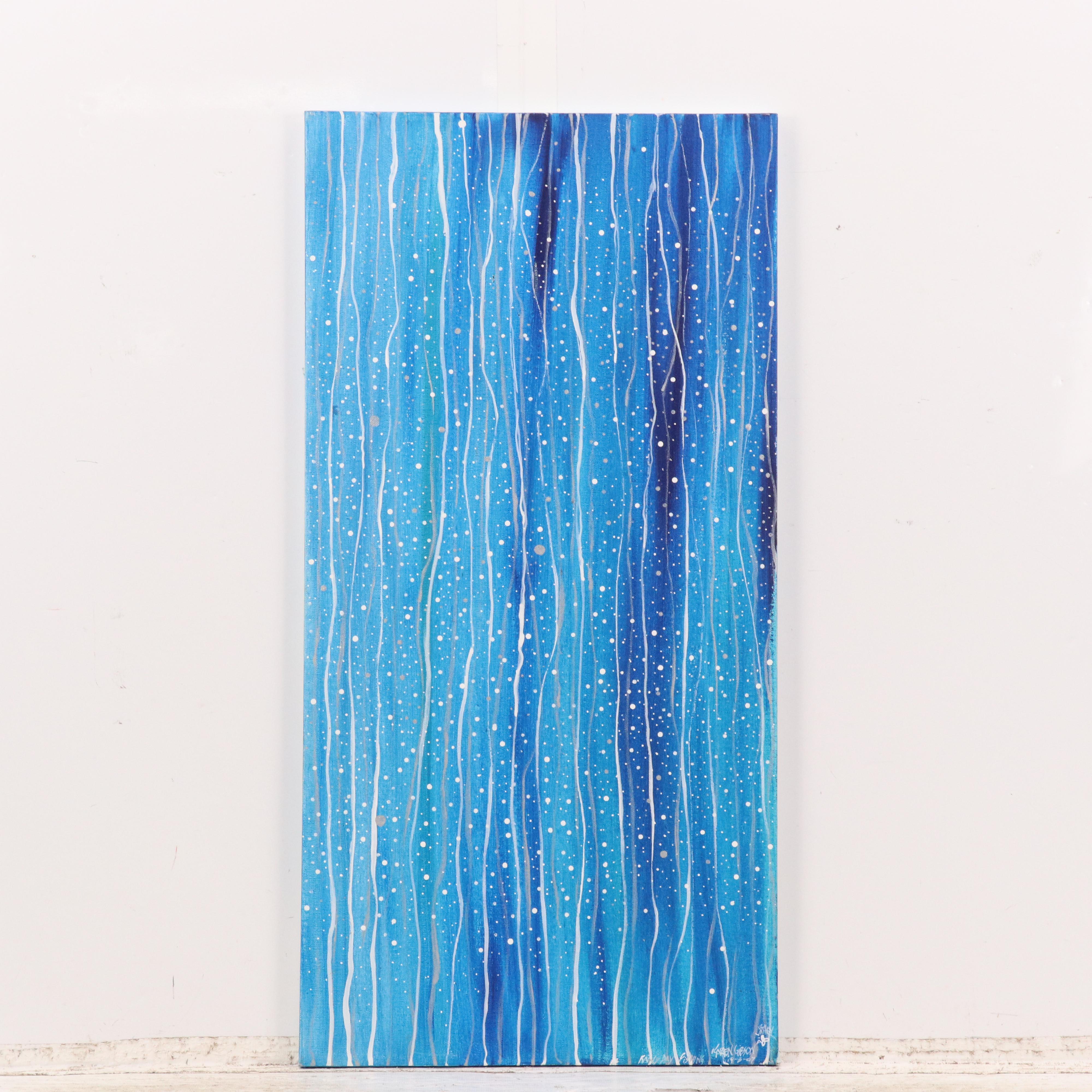 Karen Gibson Acrylic Diptych "Rainy Day Fishing"