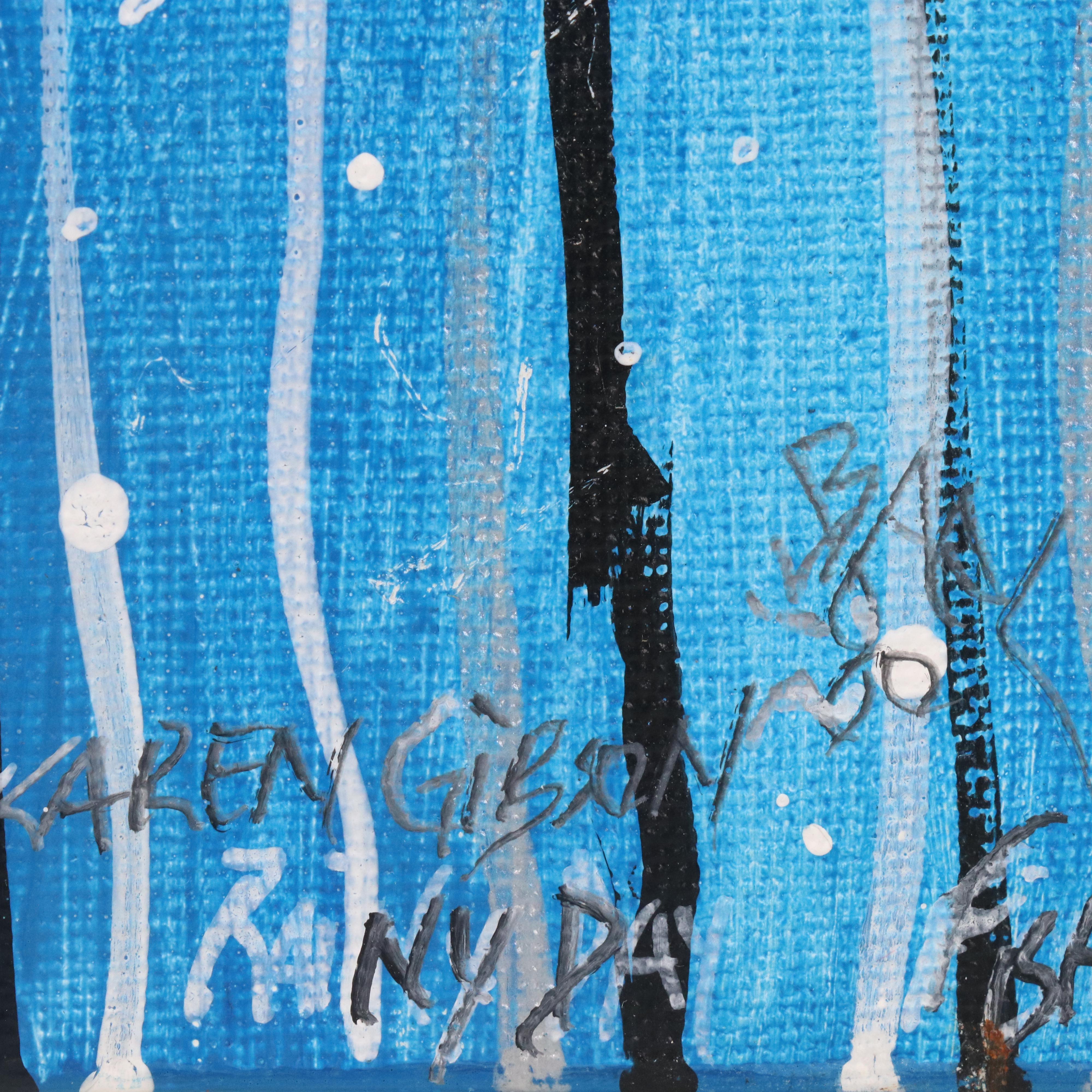 Karen Gibson Acrylic Diptych "Rainy Day Fishing"