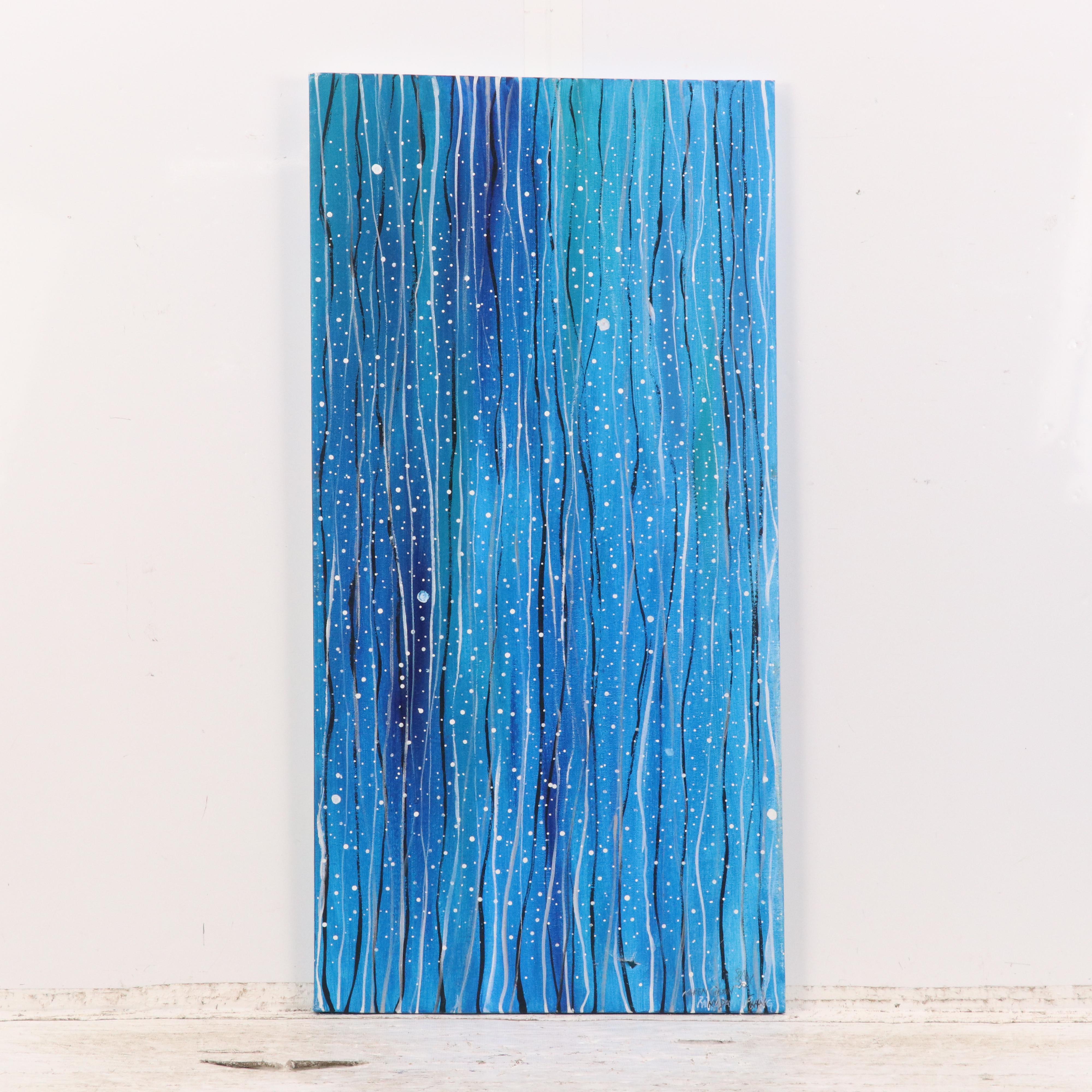 Karen Gibson Acrylic Diptych "Rainy Day Fishing"