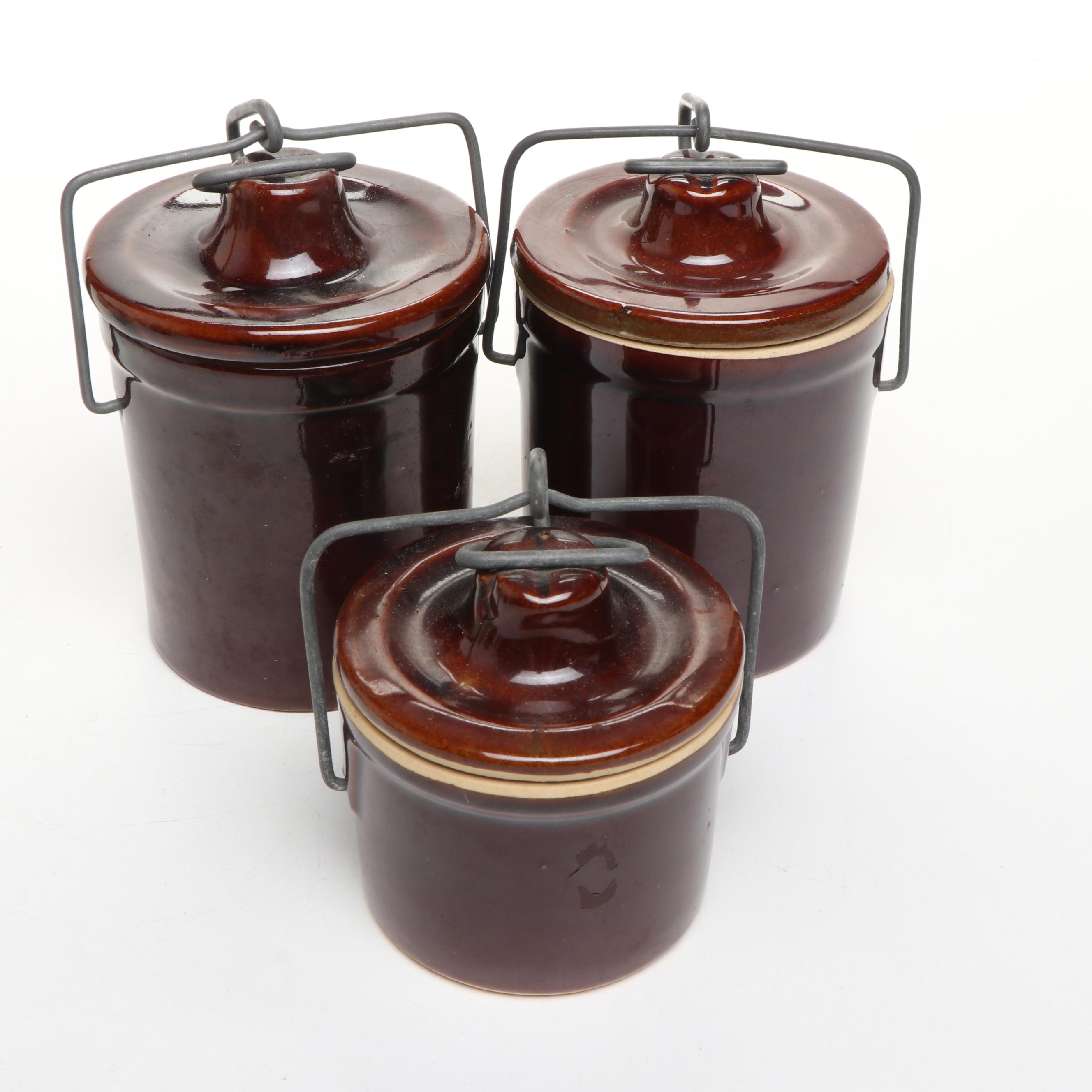 Miniature Stoneware Crock Jugs and Canisters