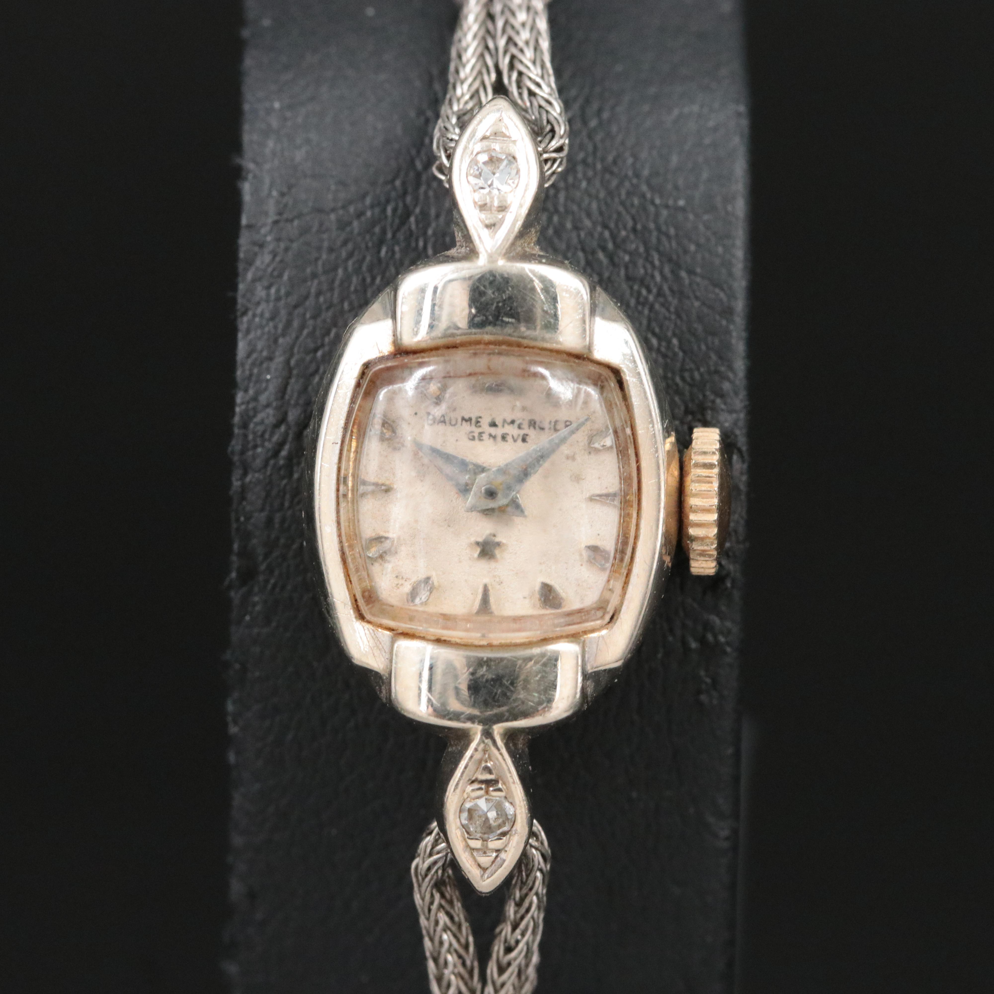 Baume & Mercier Diamond & 14K White Gold Vintage Watch
