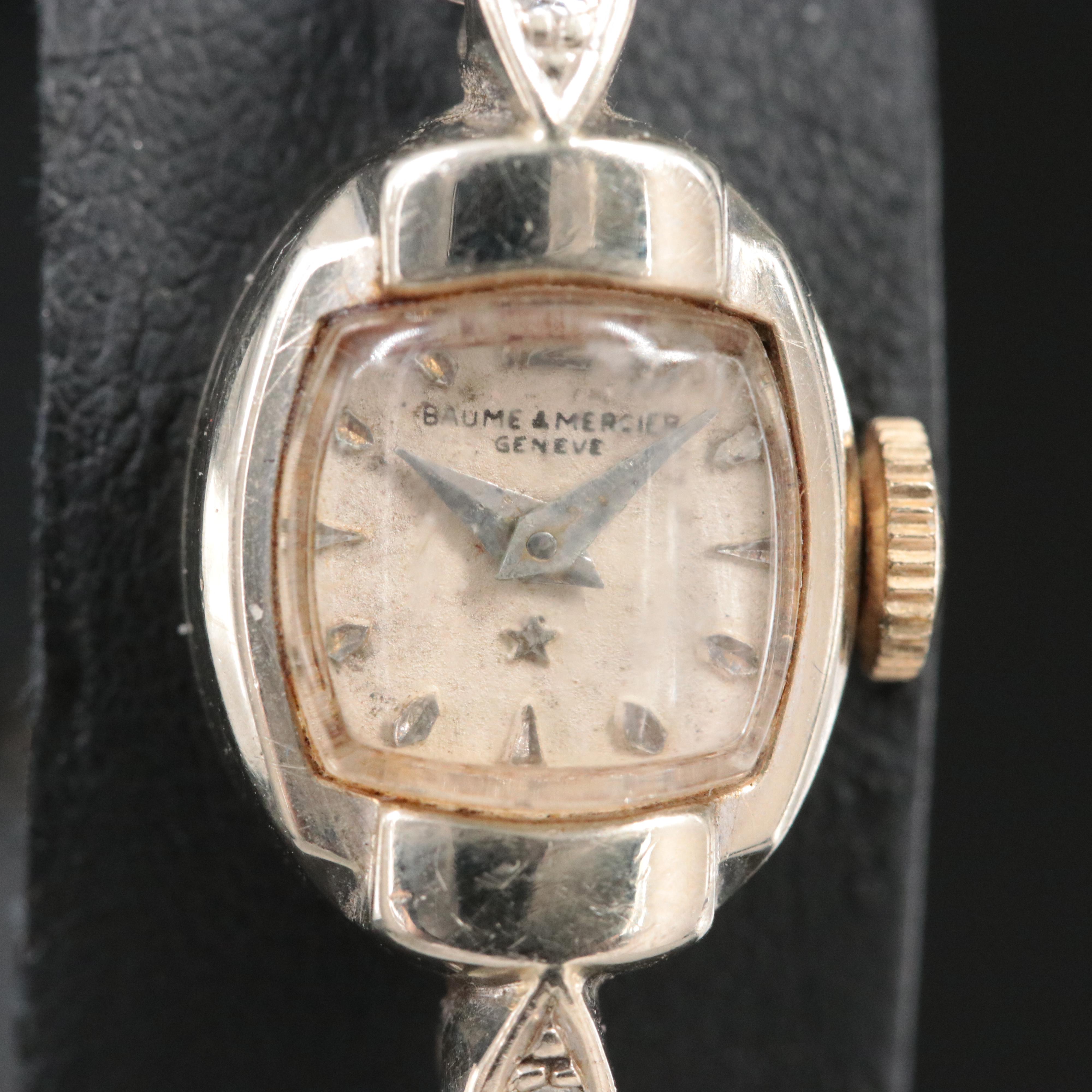 Baume & Mercier Diamond & 14K White Gold Vintage Watch