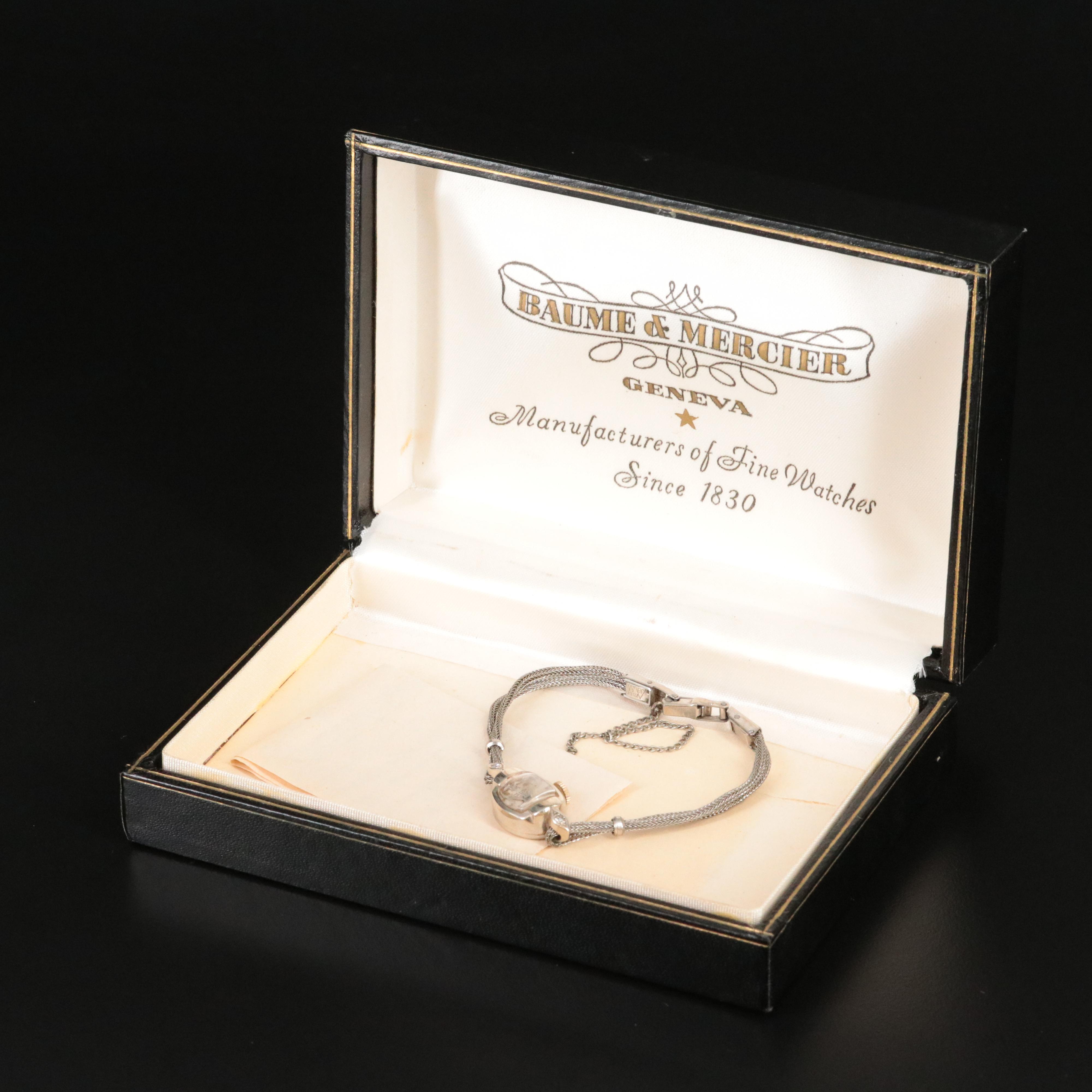 Baume & Mercier Diamond & 14K White Gold Vintage Watch