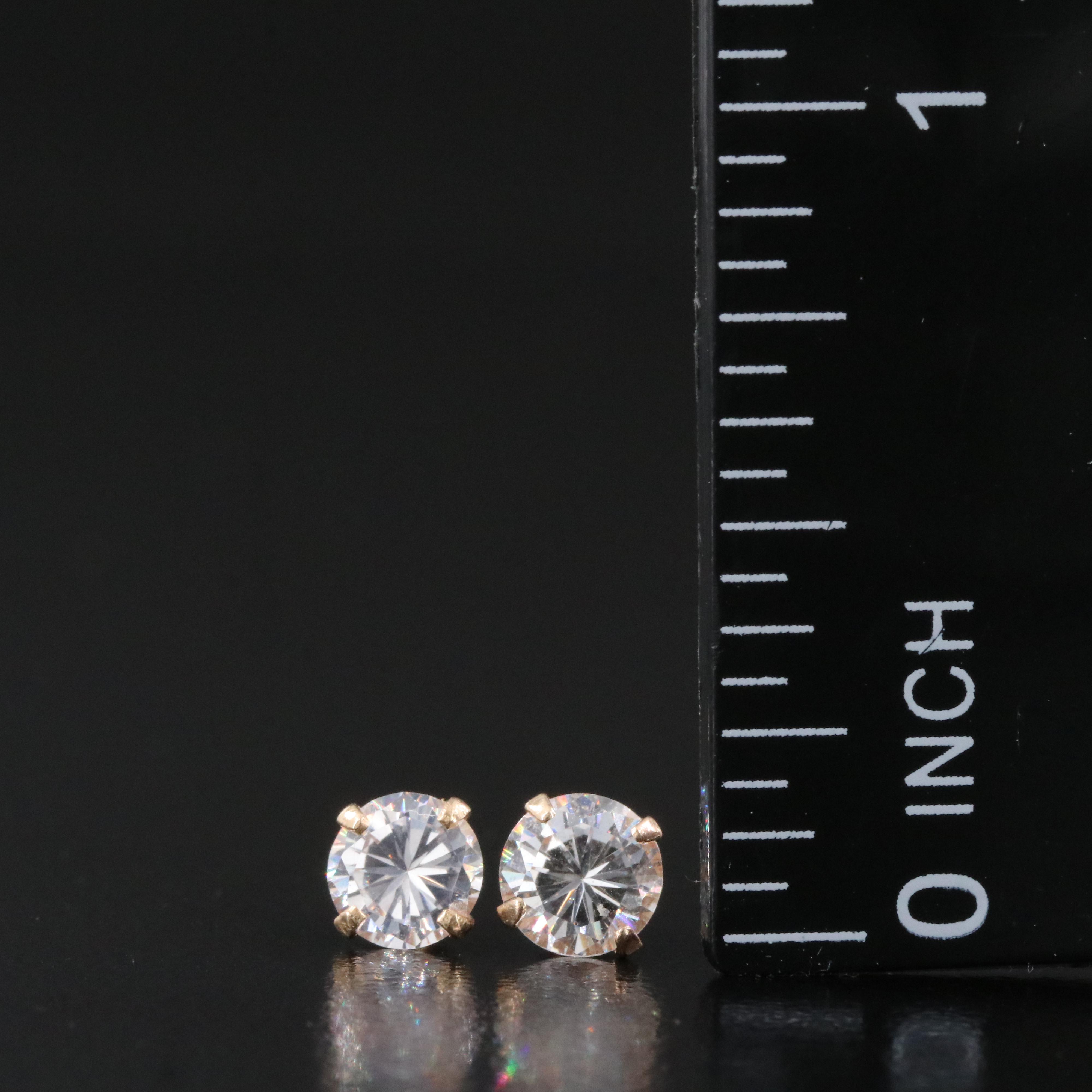 14K Opal and CZ Stud Earrings