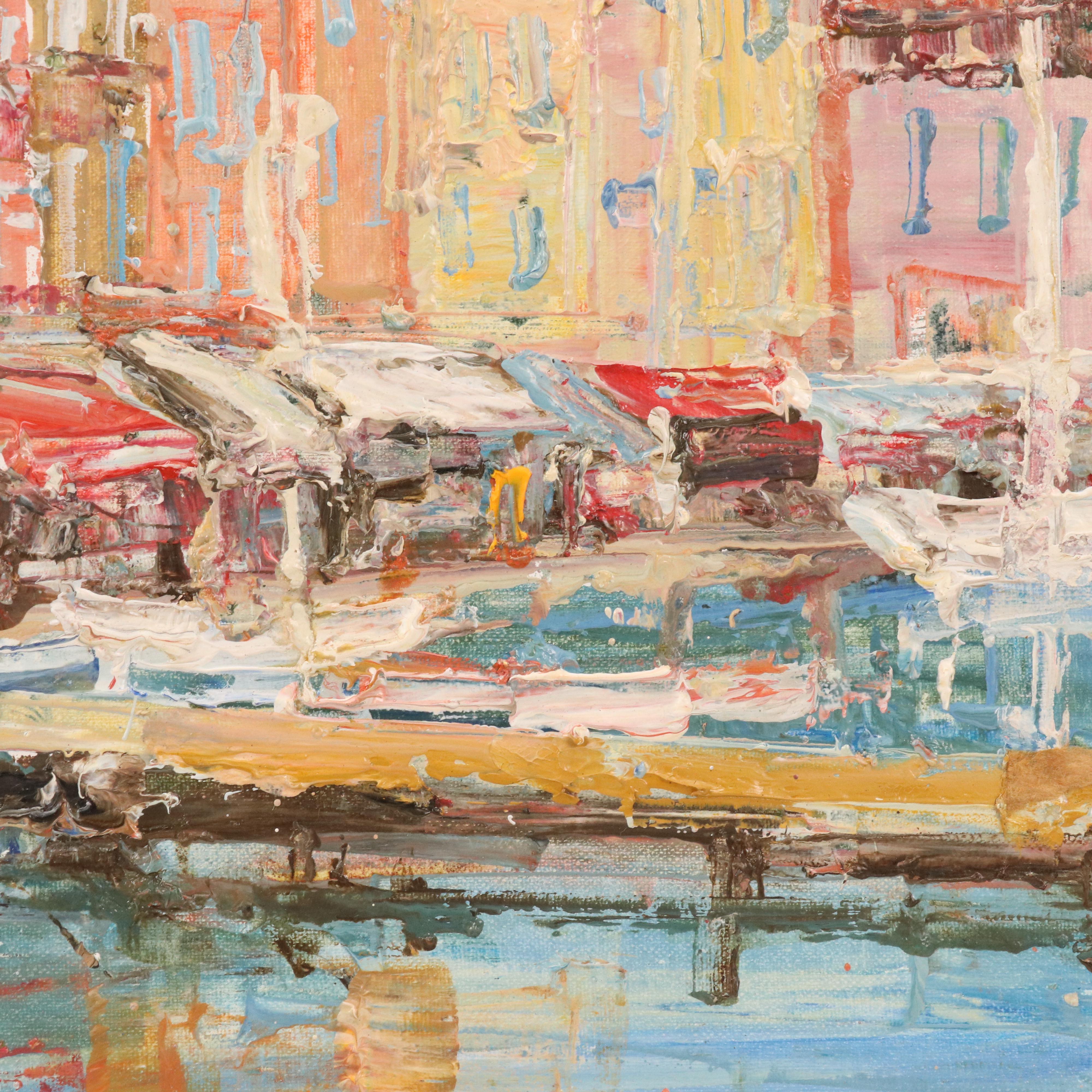 Petar Jovanovic Port Scene Oil Painting "St. Tropez"