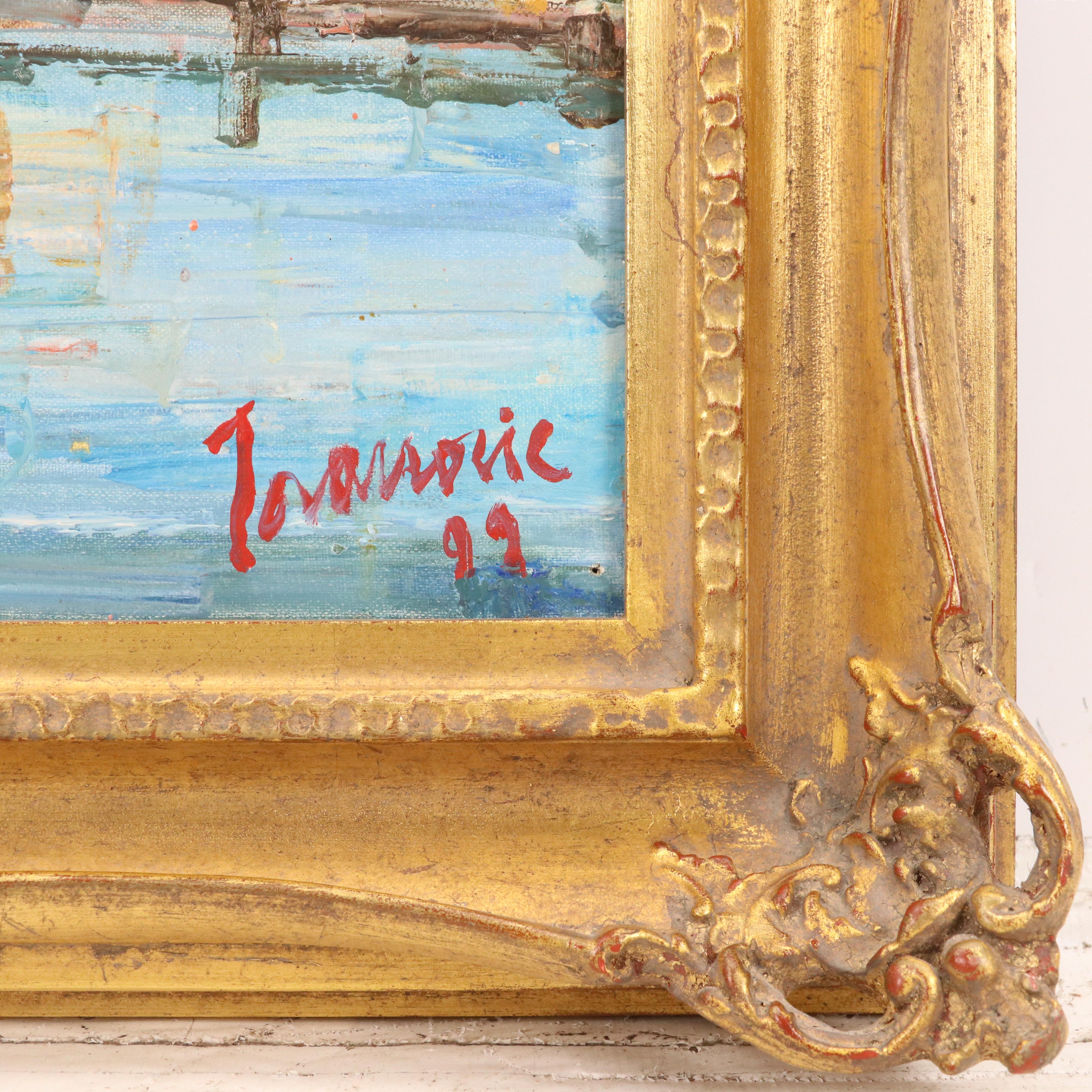 Petar Jovanovic Port Scene Oil Painting "St. Tropez"