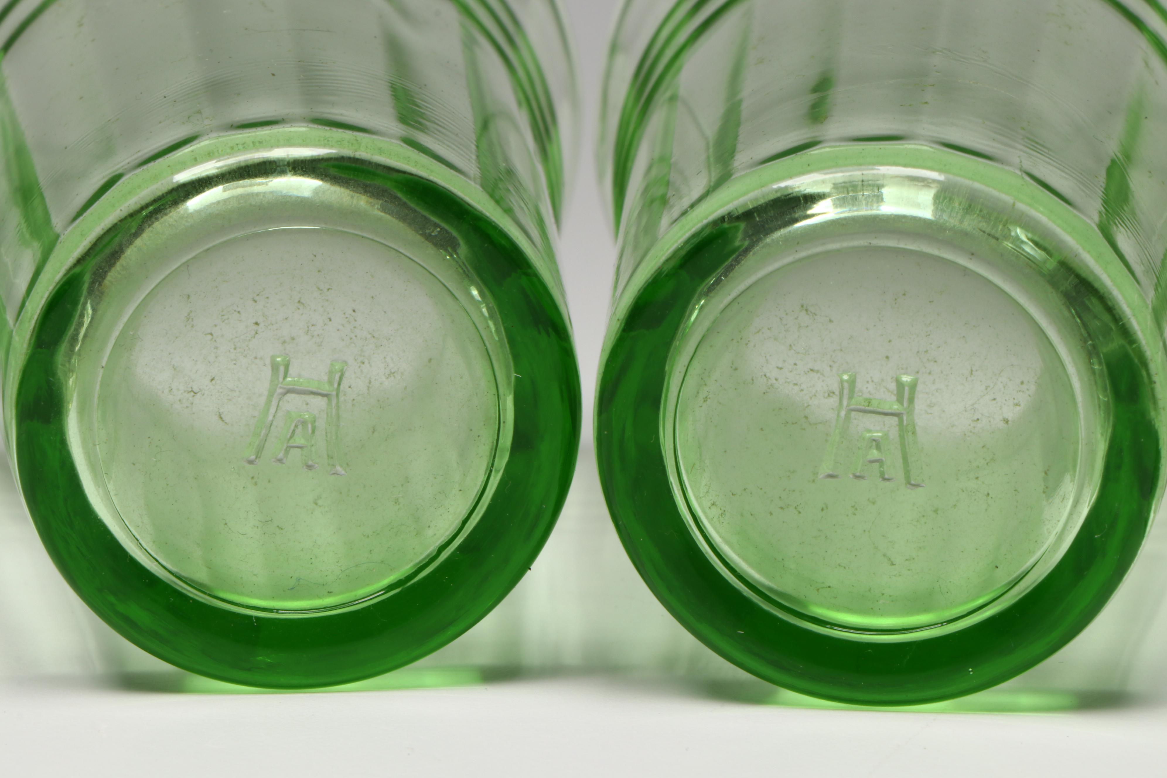 Anchor Hocking and Federal Uranium Glass Serveware with Openwork Glass Bowl