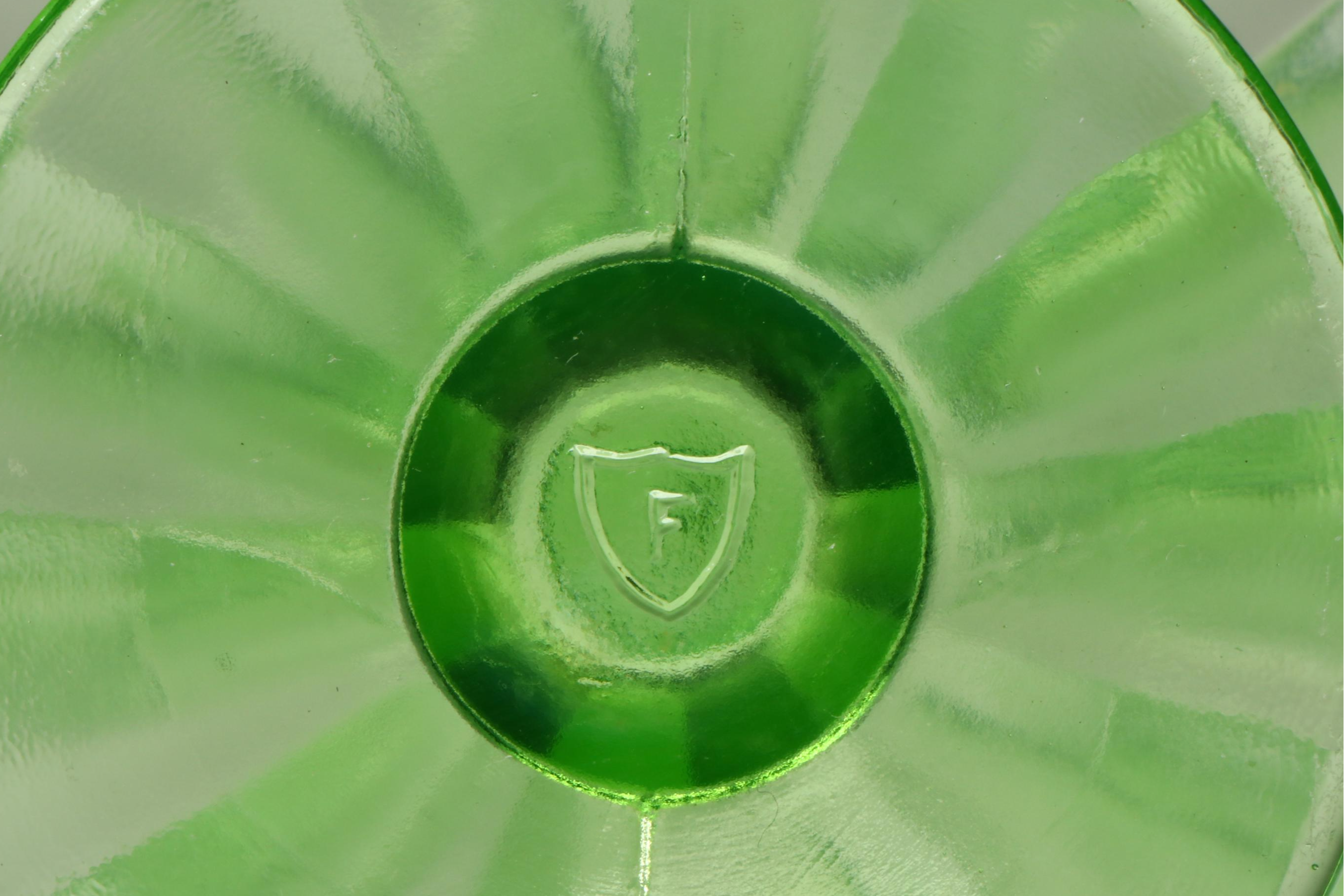 Anchor Hocking and Federal Uranium Glass Serveware with Openwork Glass Bowl