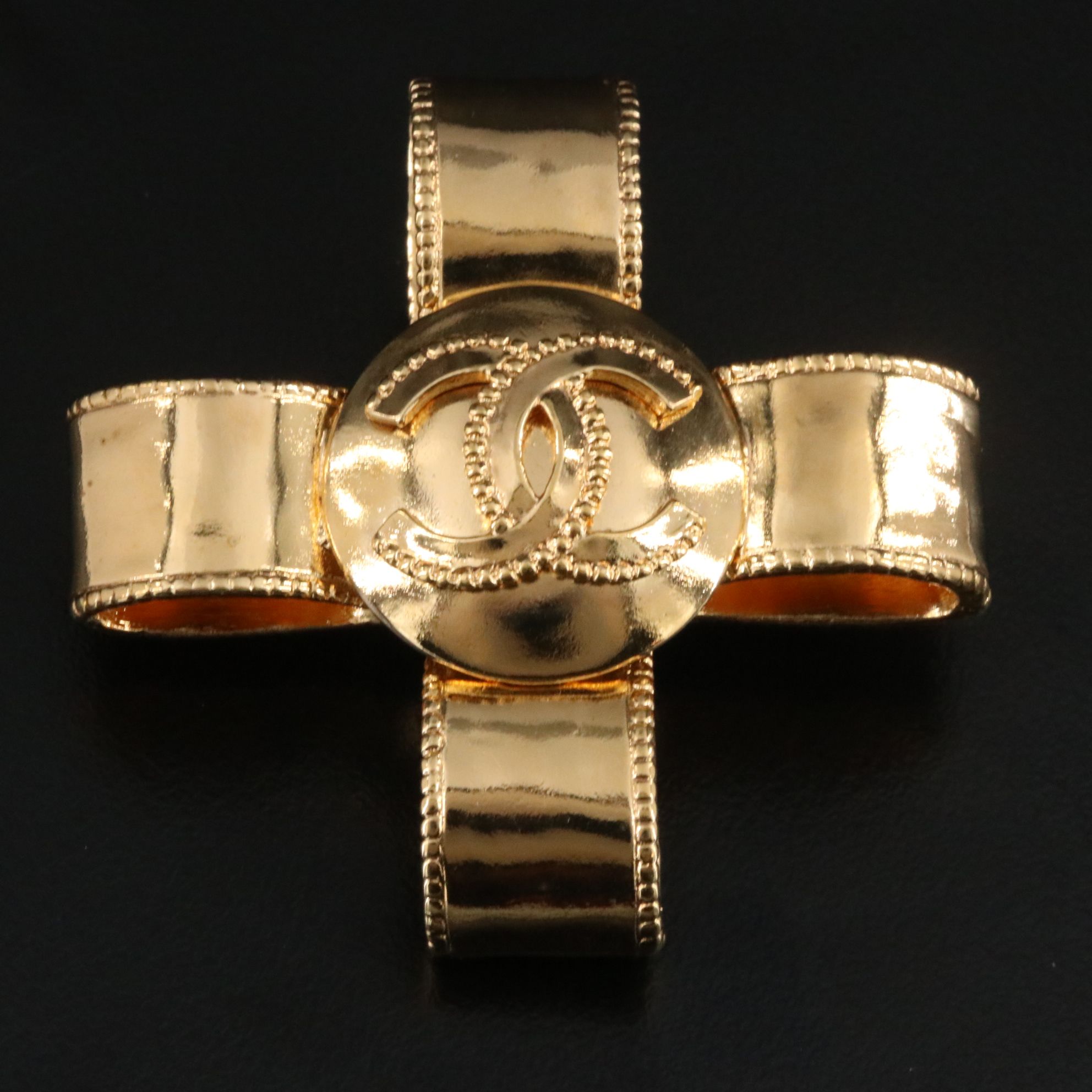 Chanel CC Ribbon Style Brooch 1997
