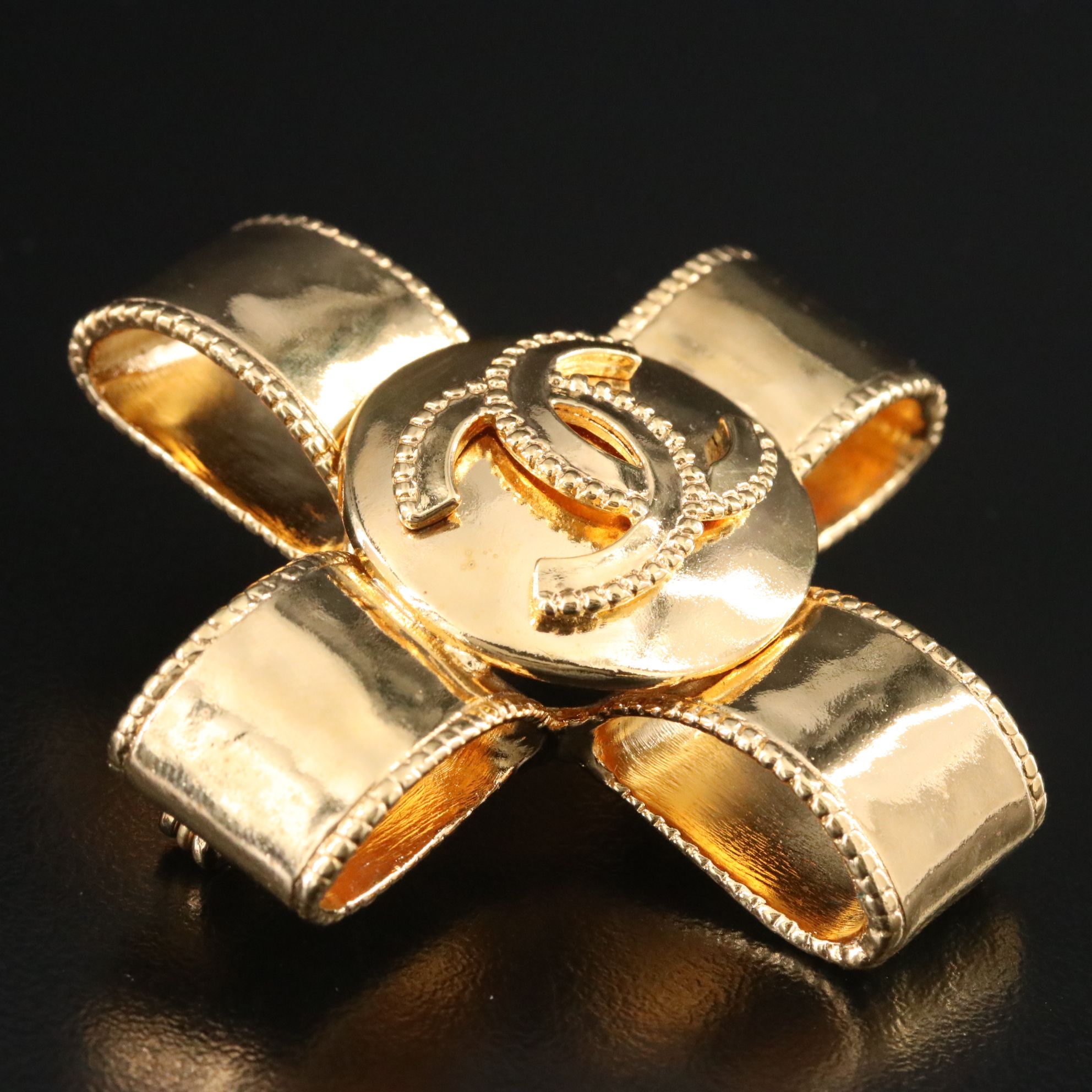 Chanel CC Ribbon Style Brooch 1997