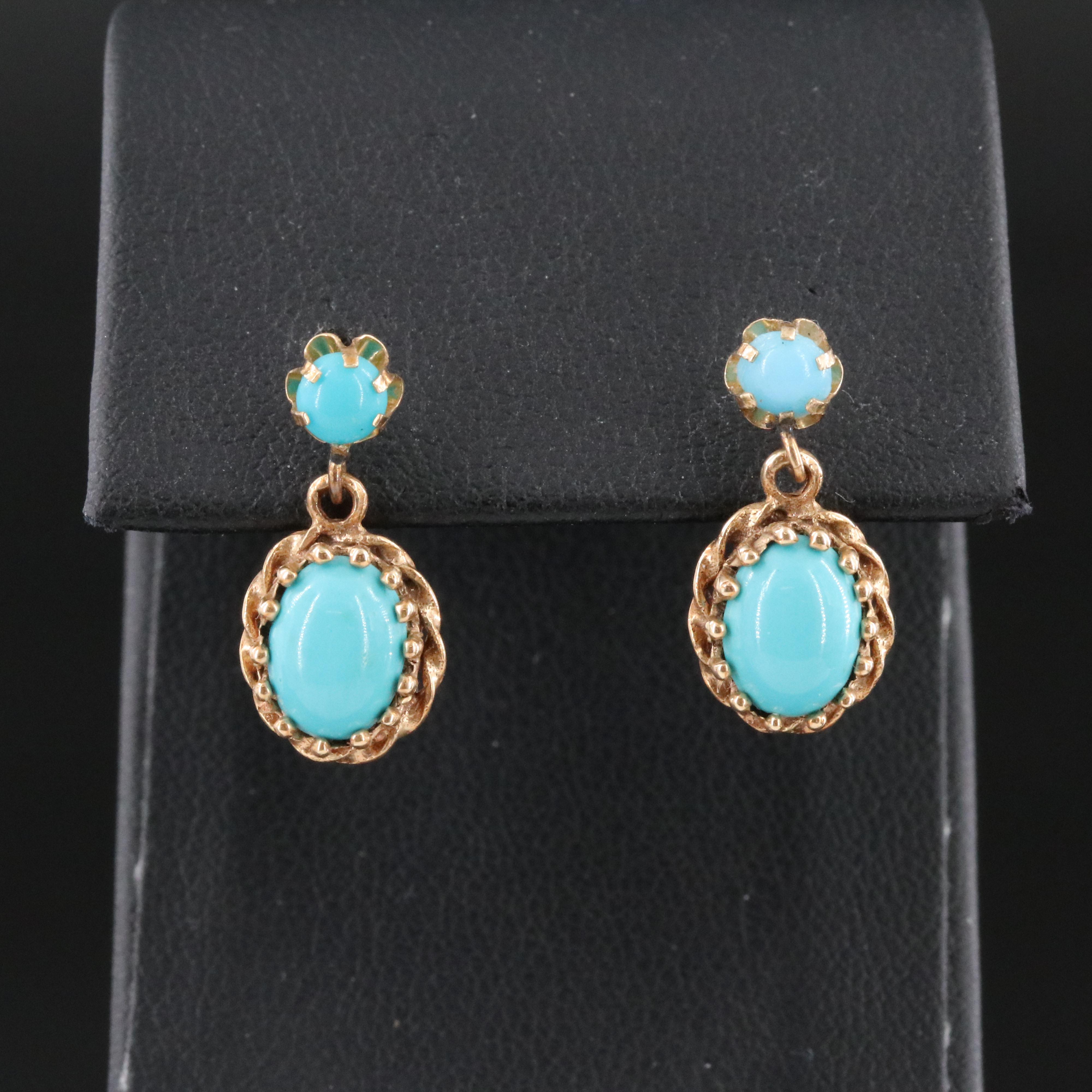14K Imitation Turquoise Earrings