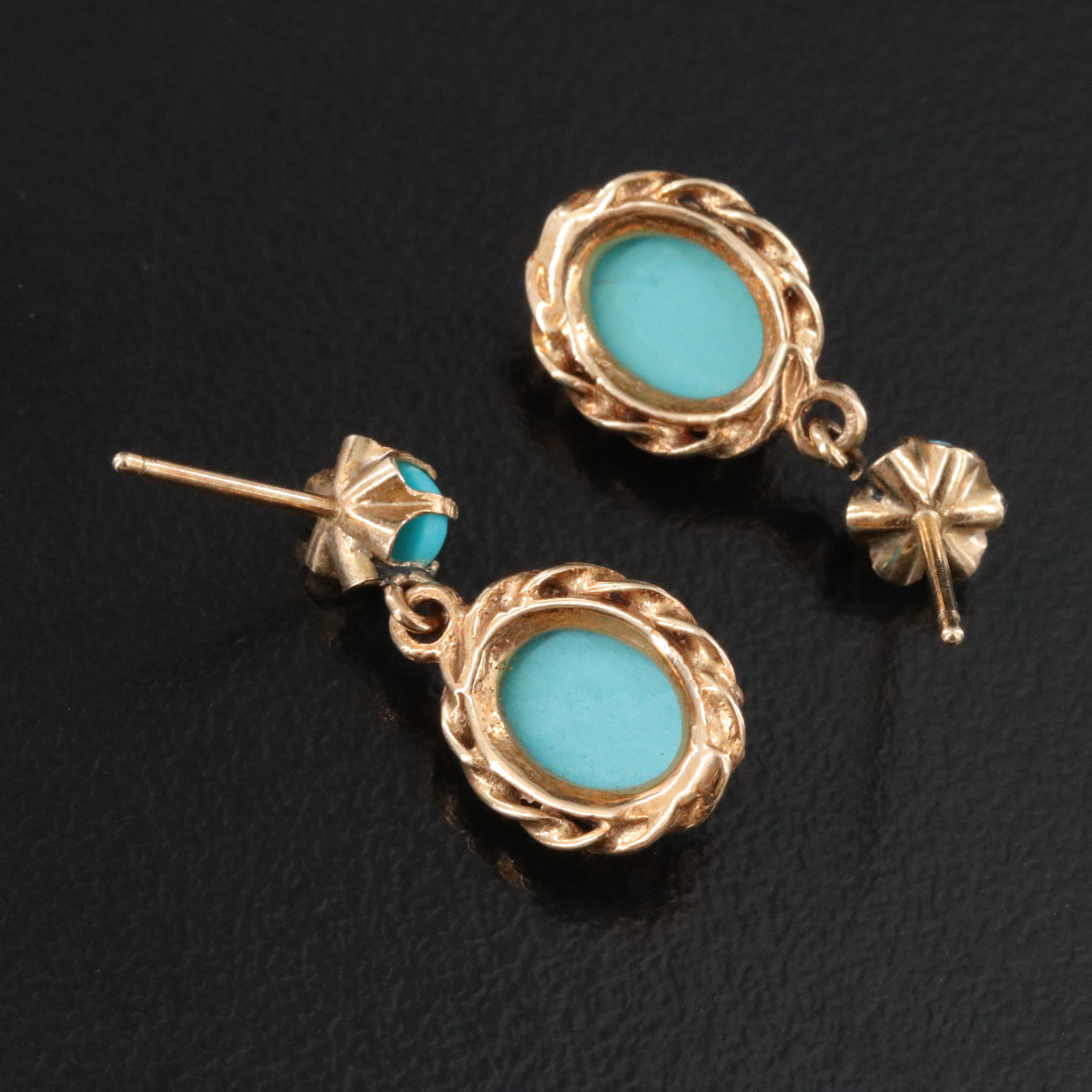 14K Imitation Turquoise Earrings