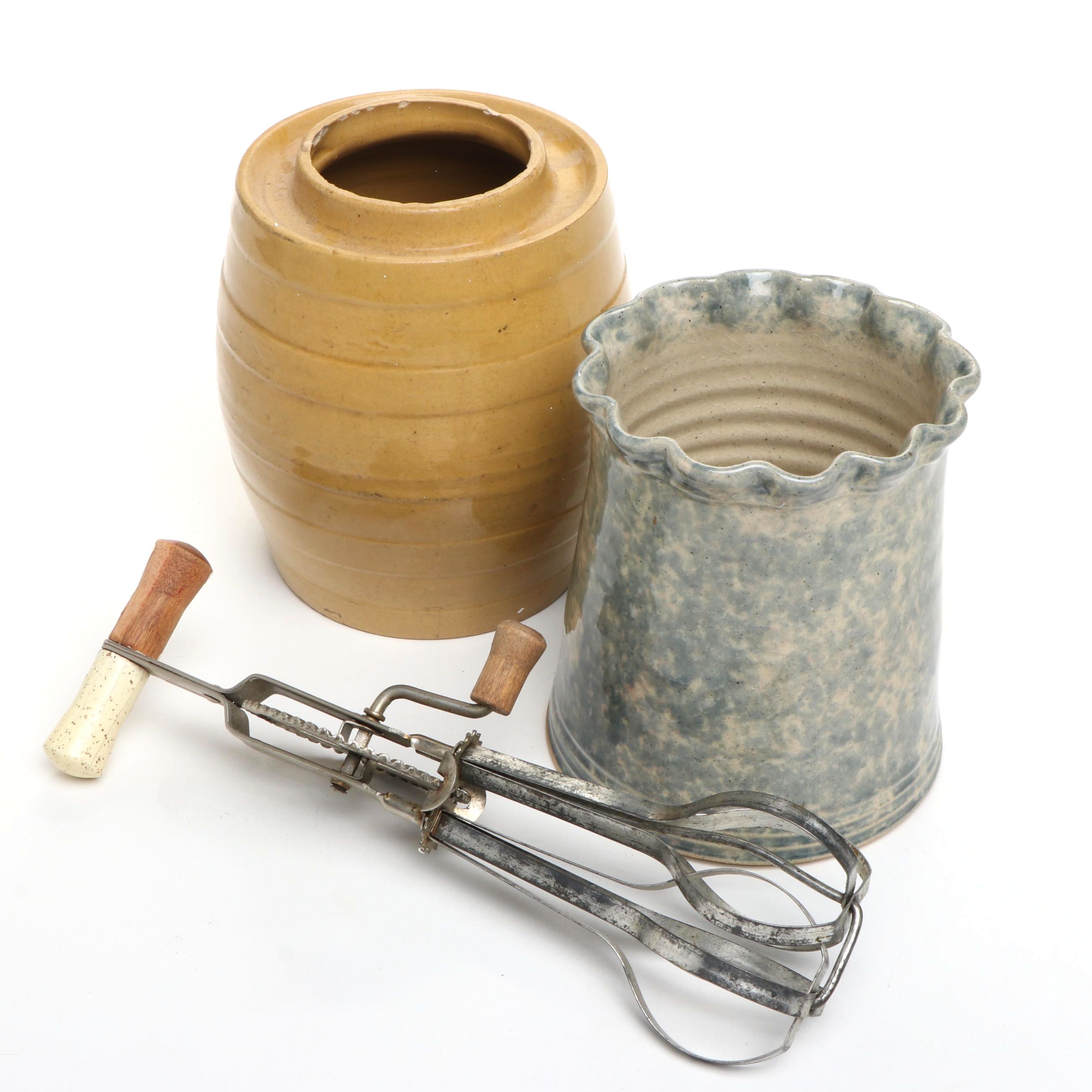 Cross Creek and Other Ceramic Vases with Ecko Egg Beater
