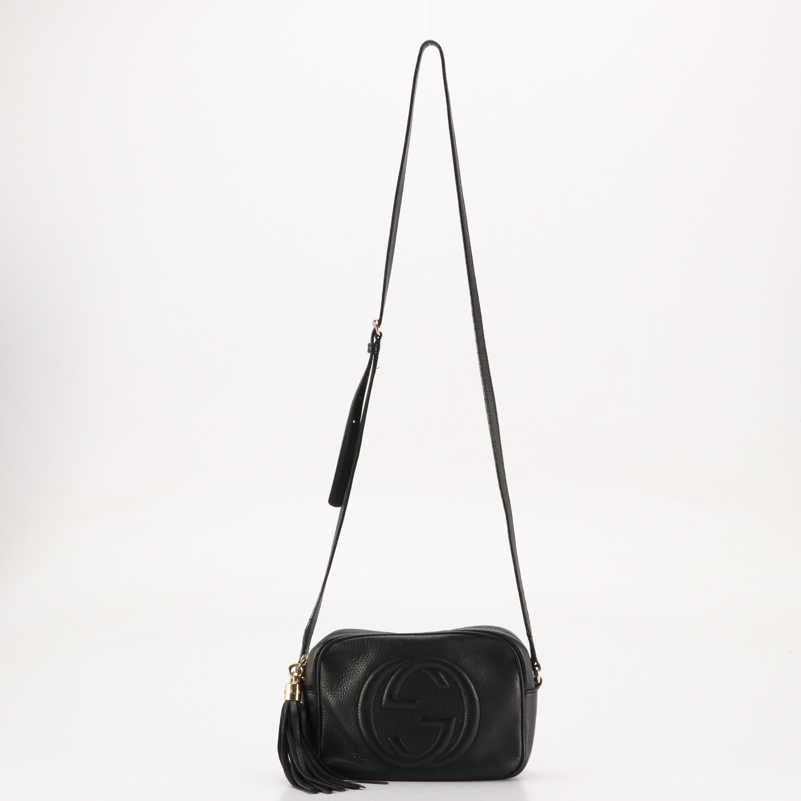 Gucci Soho Disco Crossbody Bag in Black Pebbled Calfskin Leather