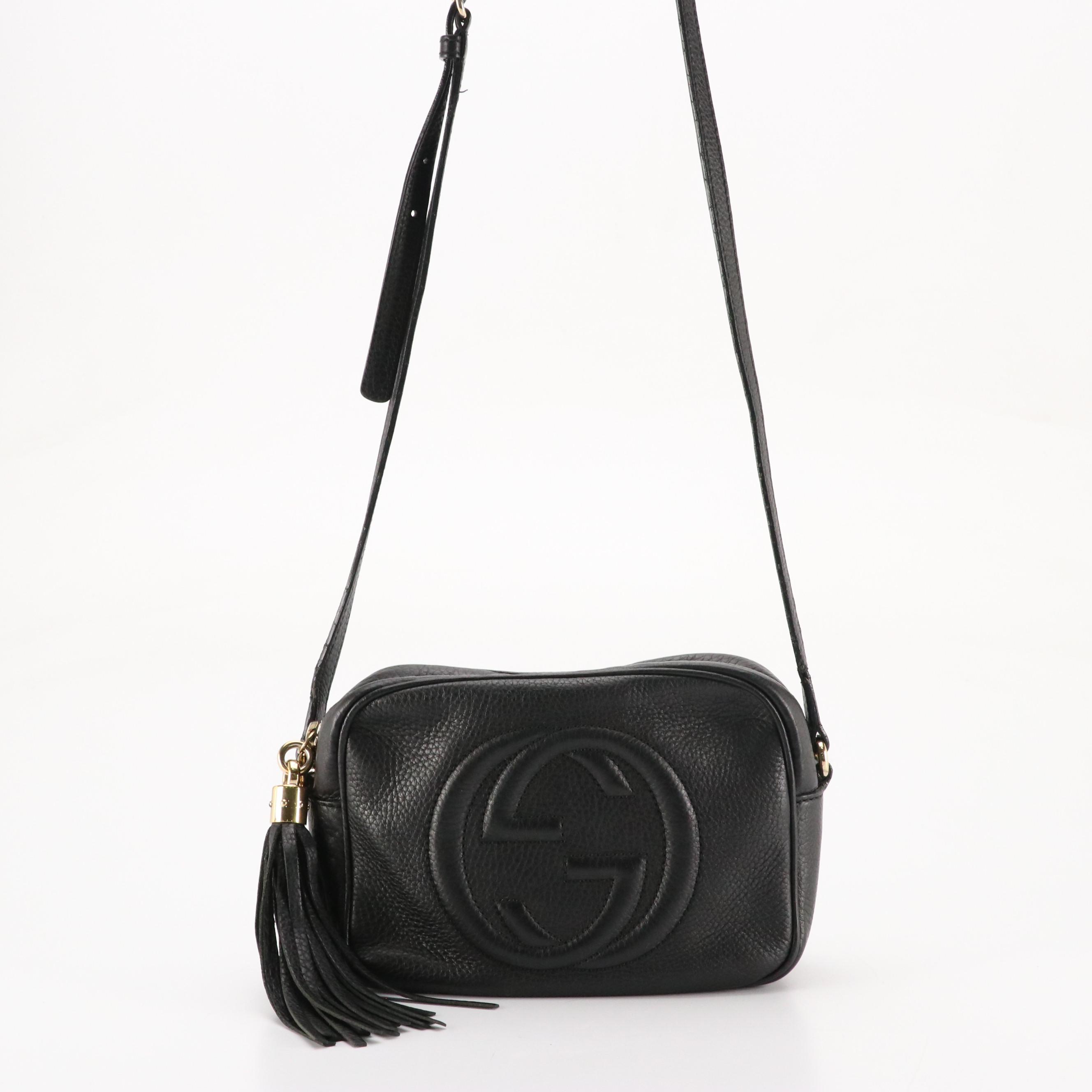Gucci Soho Disco Crossbody Bag in Black Pebbled Calfskin Leather
