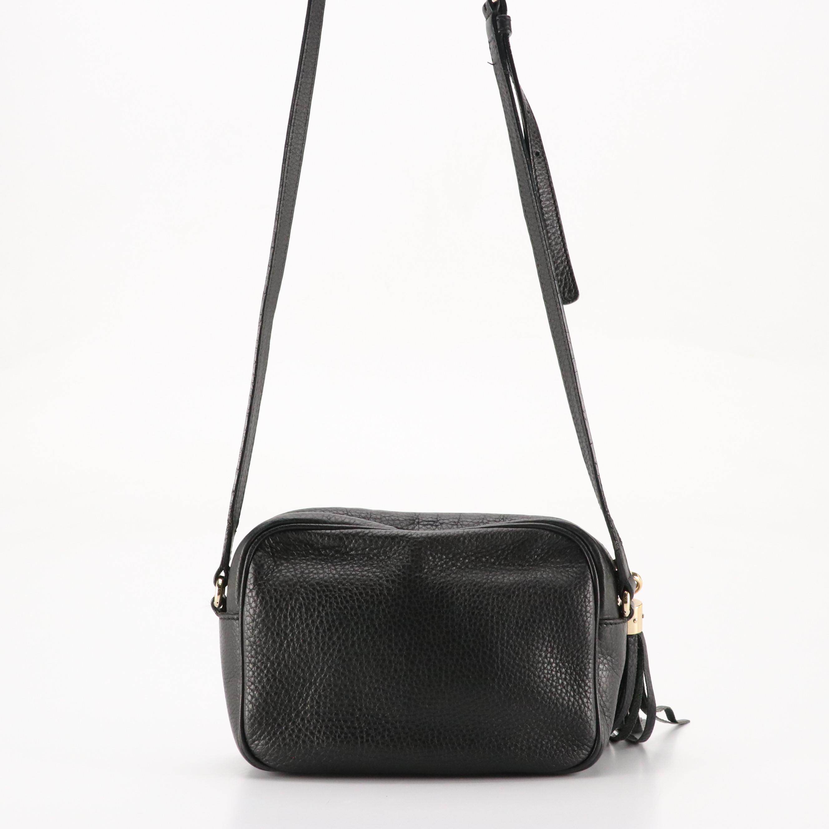 Gucci Soho Disco Crossbody Bag in Black Pebbled Calfskin Leather