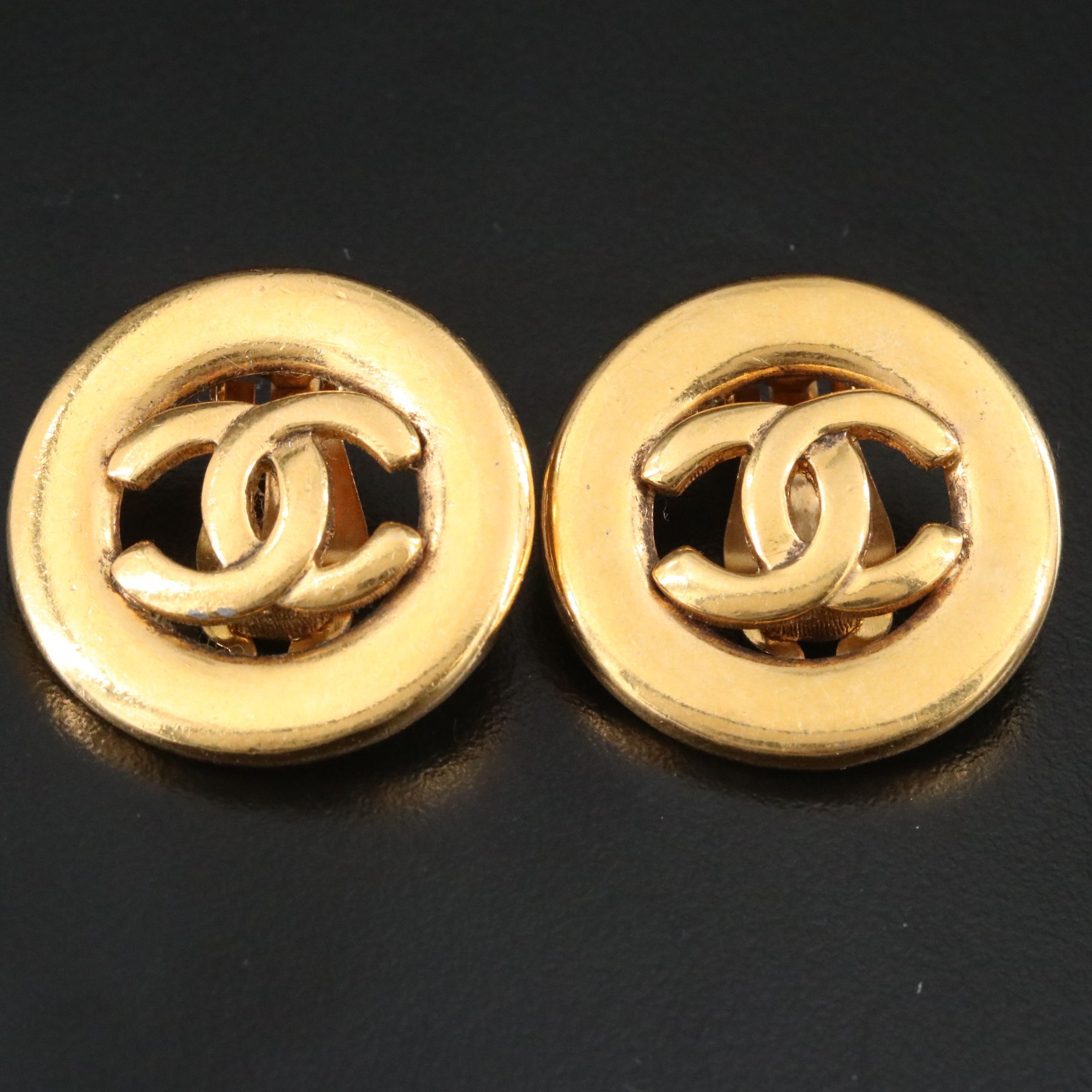 Chanel CC Round Clip Earrings