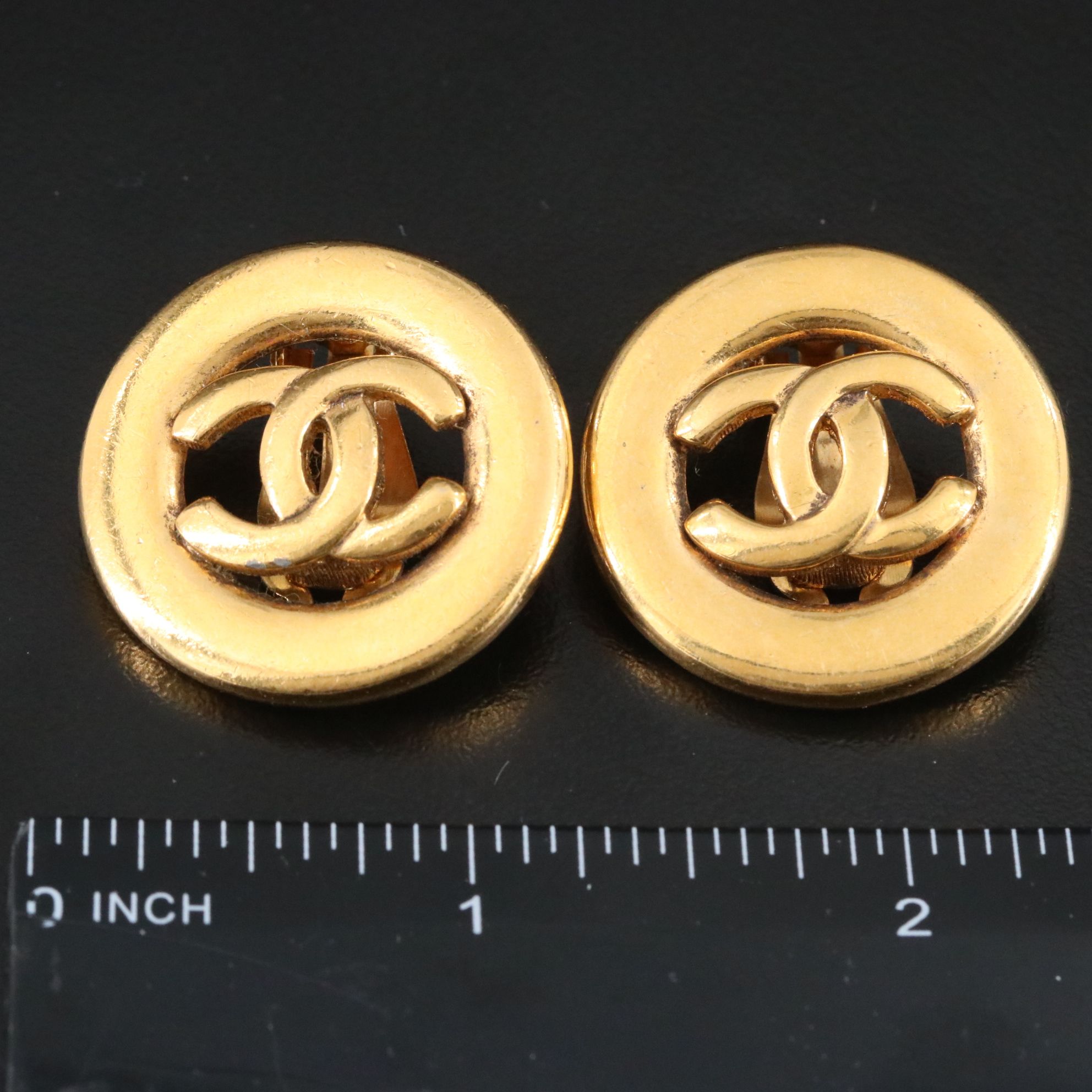 Chanel CC Round Clip Earrings