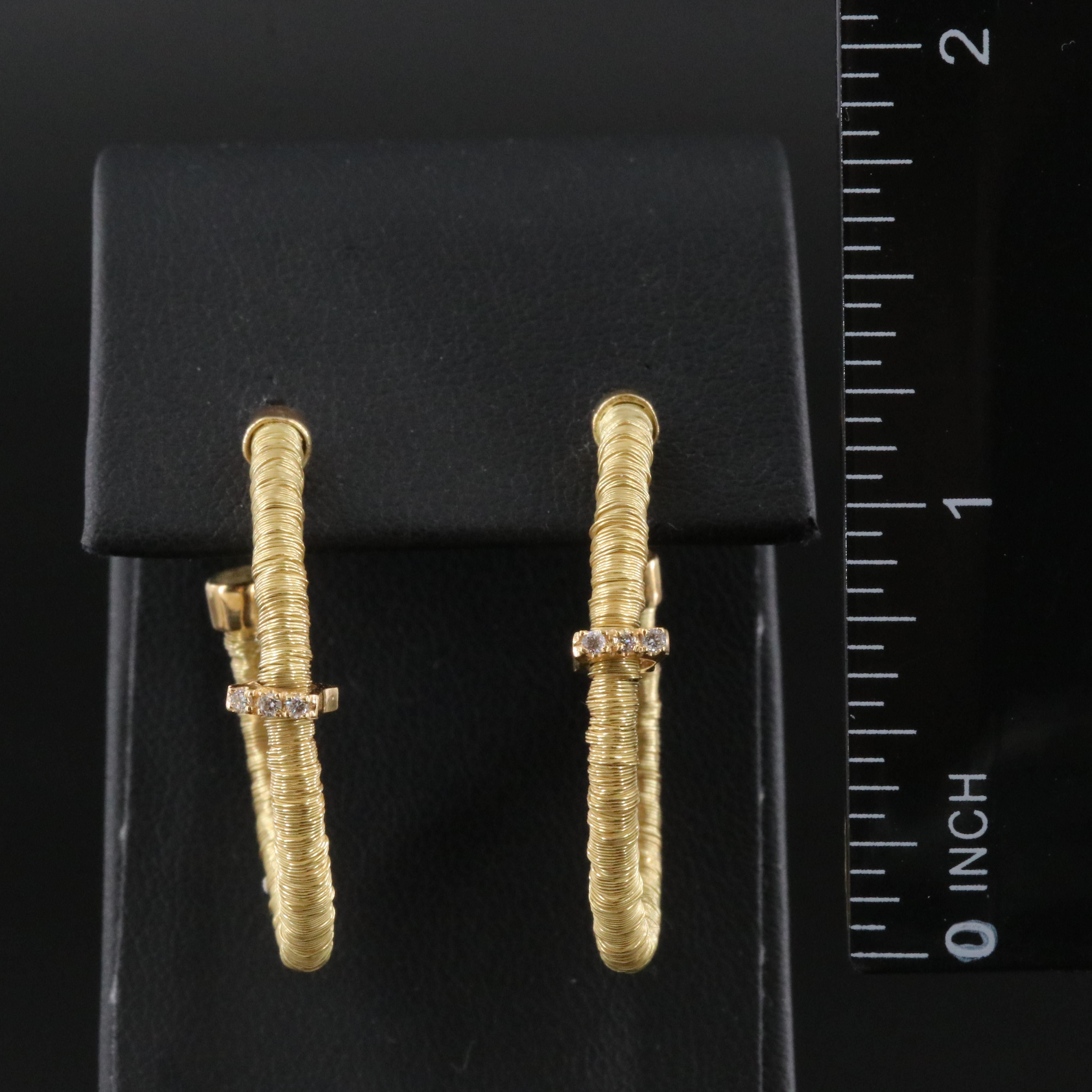 18K 0.06 CTW Diamond Wrapped Hoop Earrings