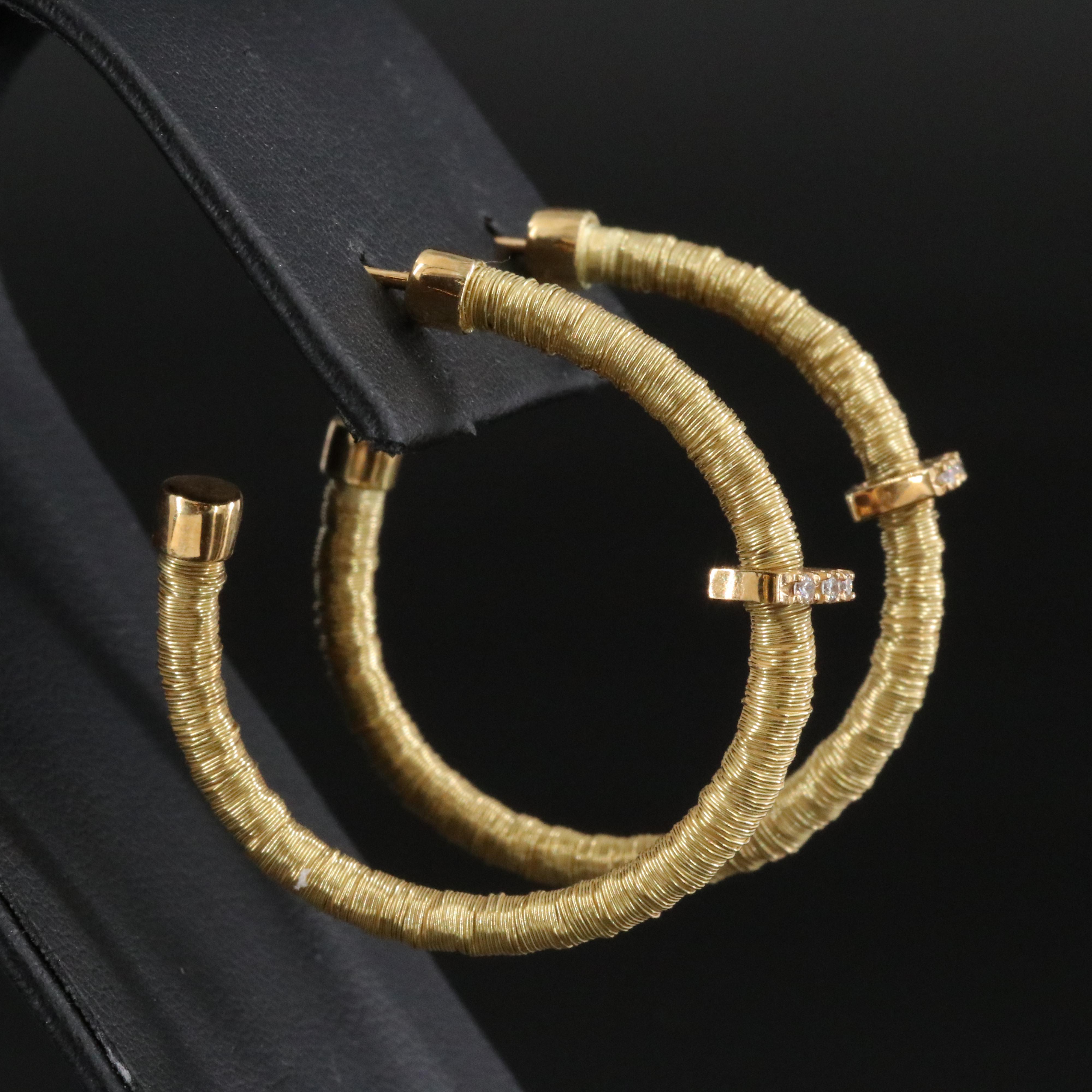 18K 0.06 CTW Diamond Wrapped Hoop Earrings