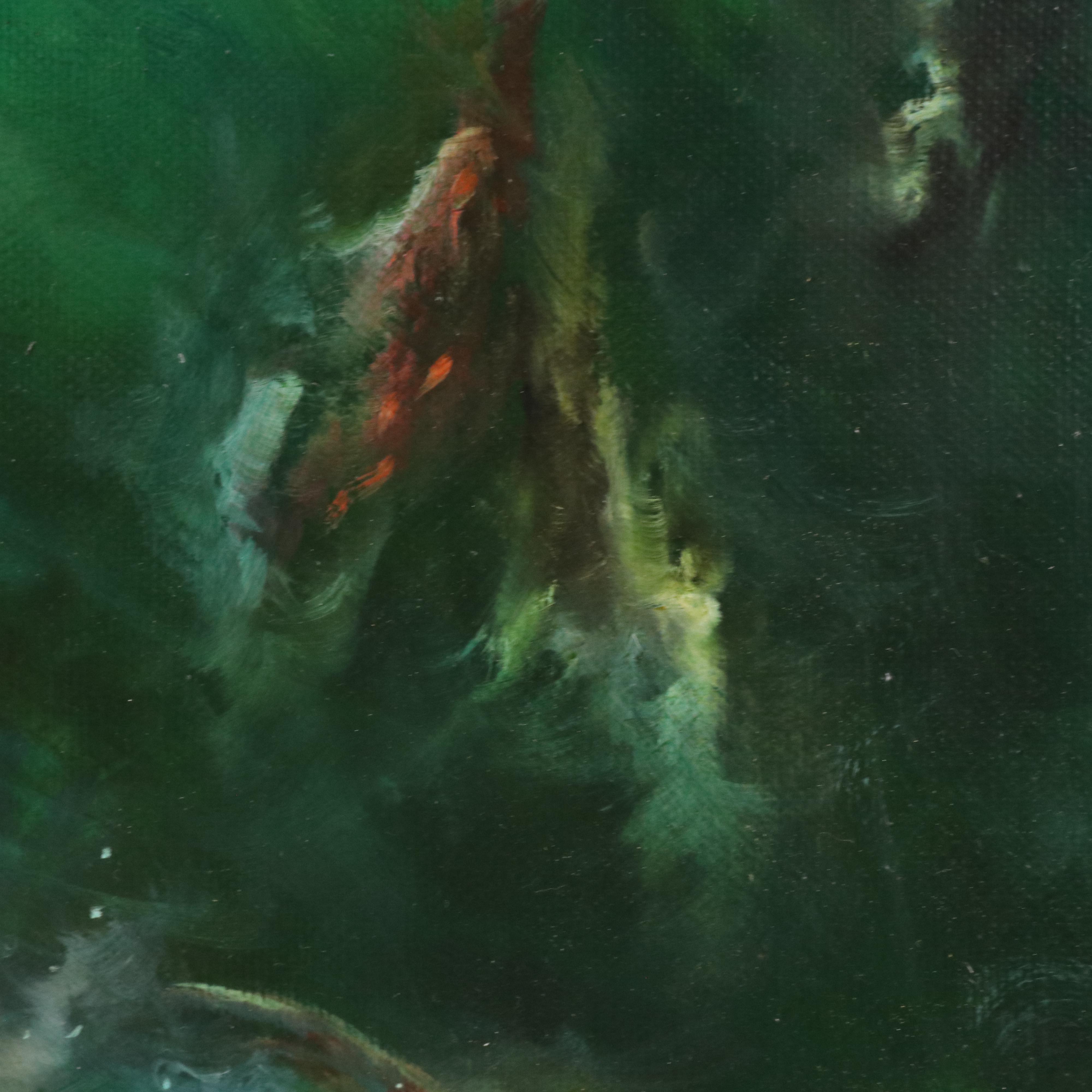 Judy Dy'ans Oil Painting of School of Fish "Koi Pond"