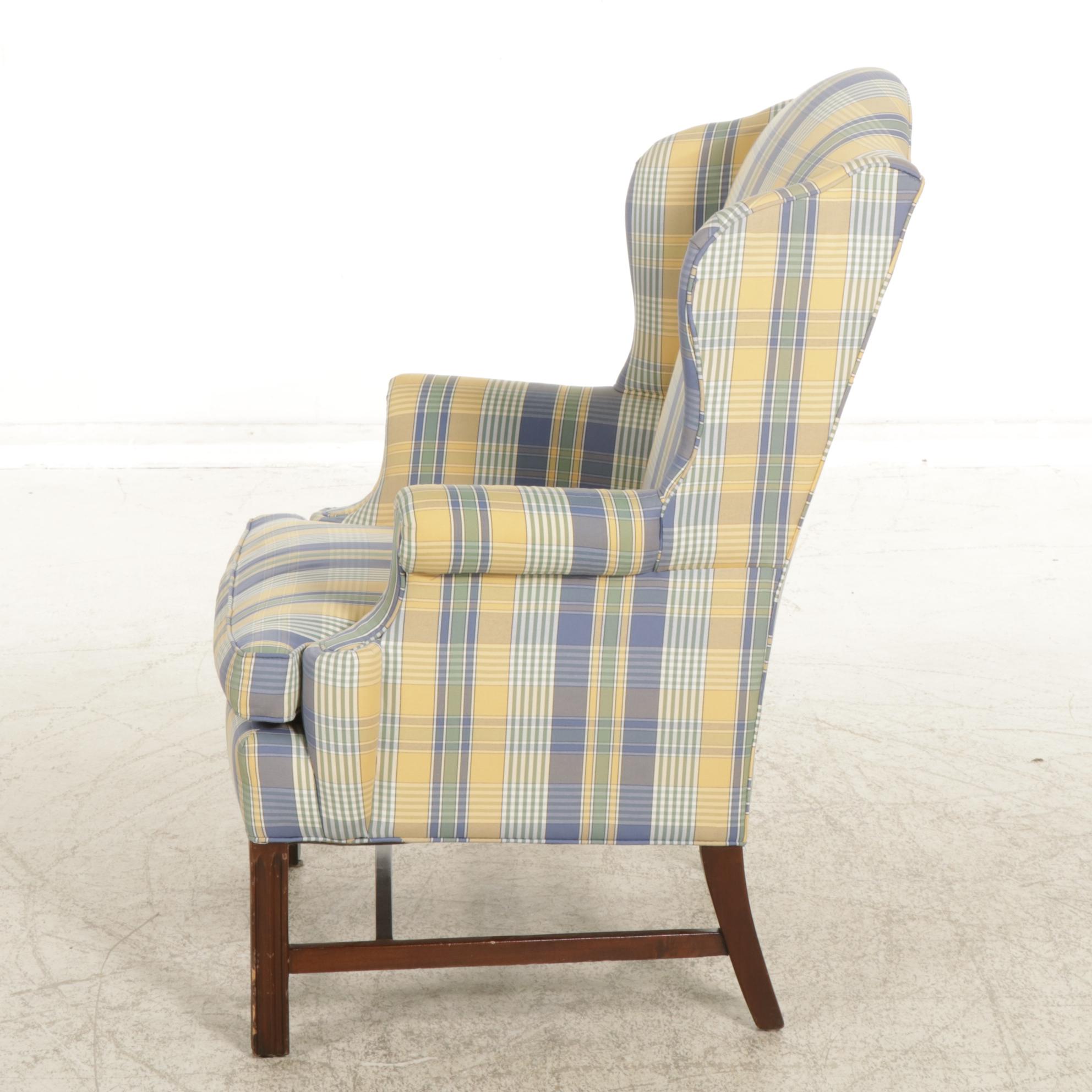 Hickory White Chippendale Style Wingback Armchair