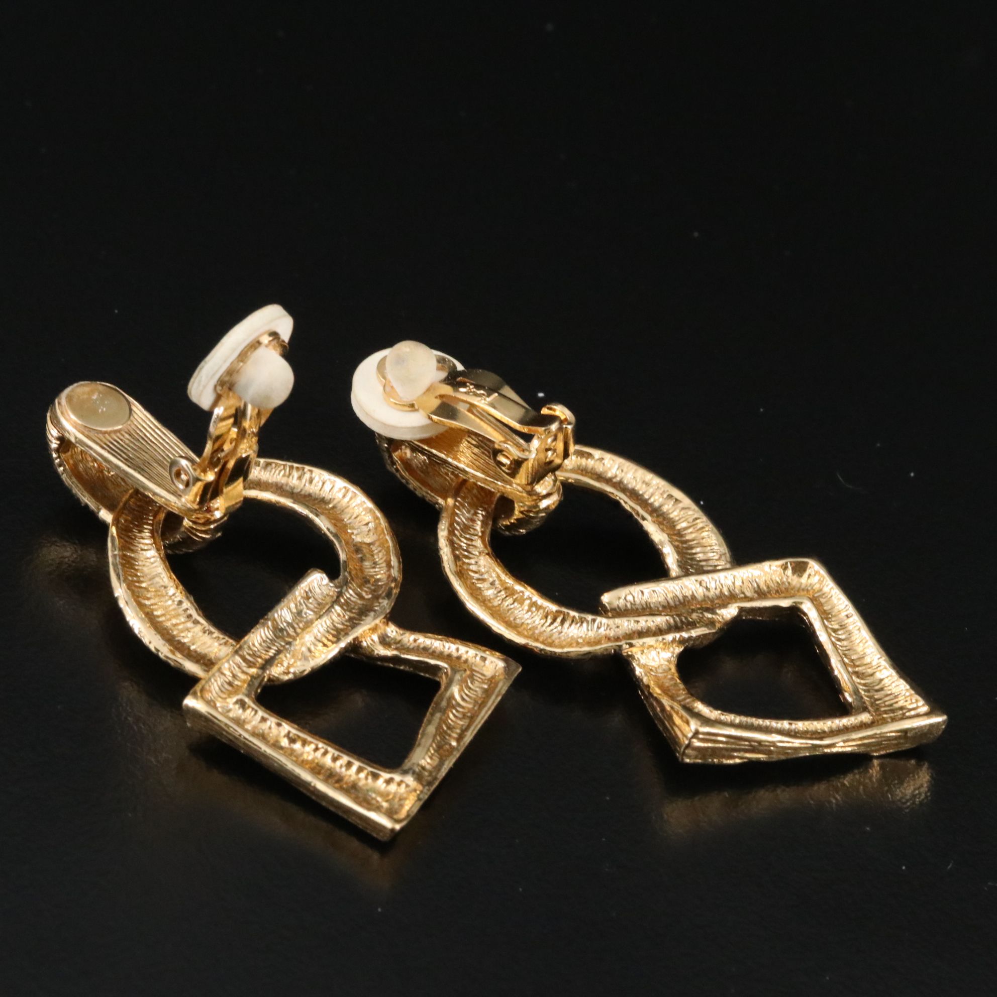 Yves St Laurent Textured Drop Clip Earrings
